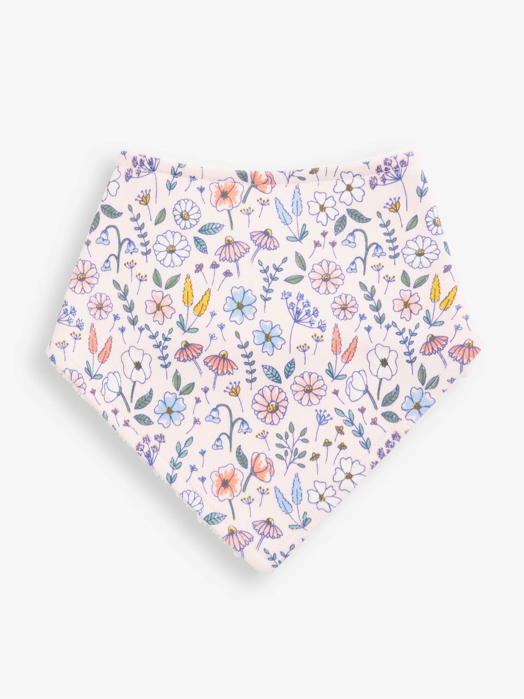 Pink Floral 3-Pack Cotton Baby Dribble Bibs - Image 4 of 4