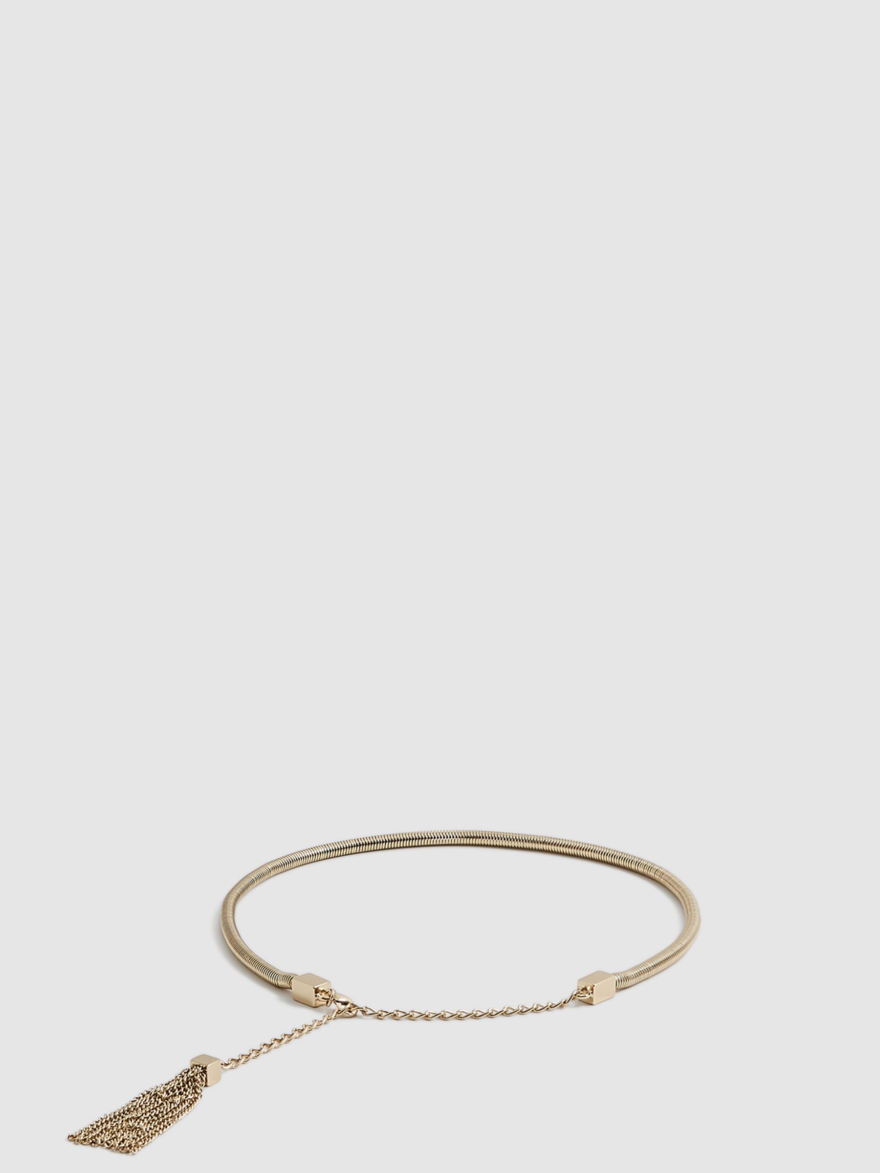 Tubular Snake Chain Gold Belt in Gold - Image 2 of 7