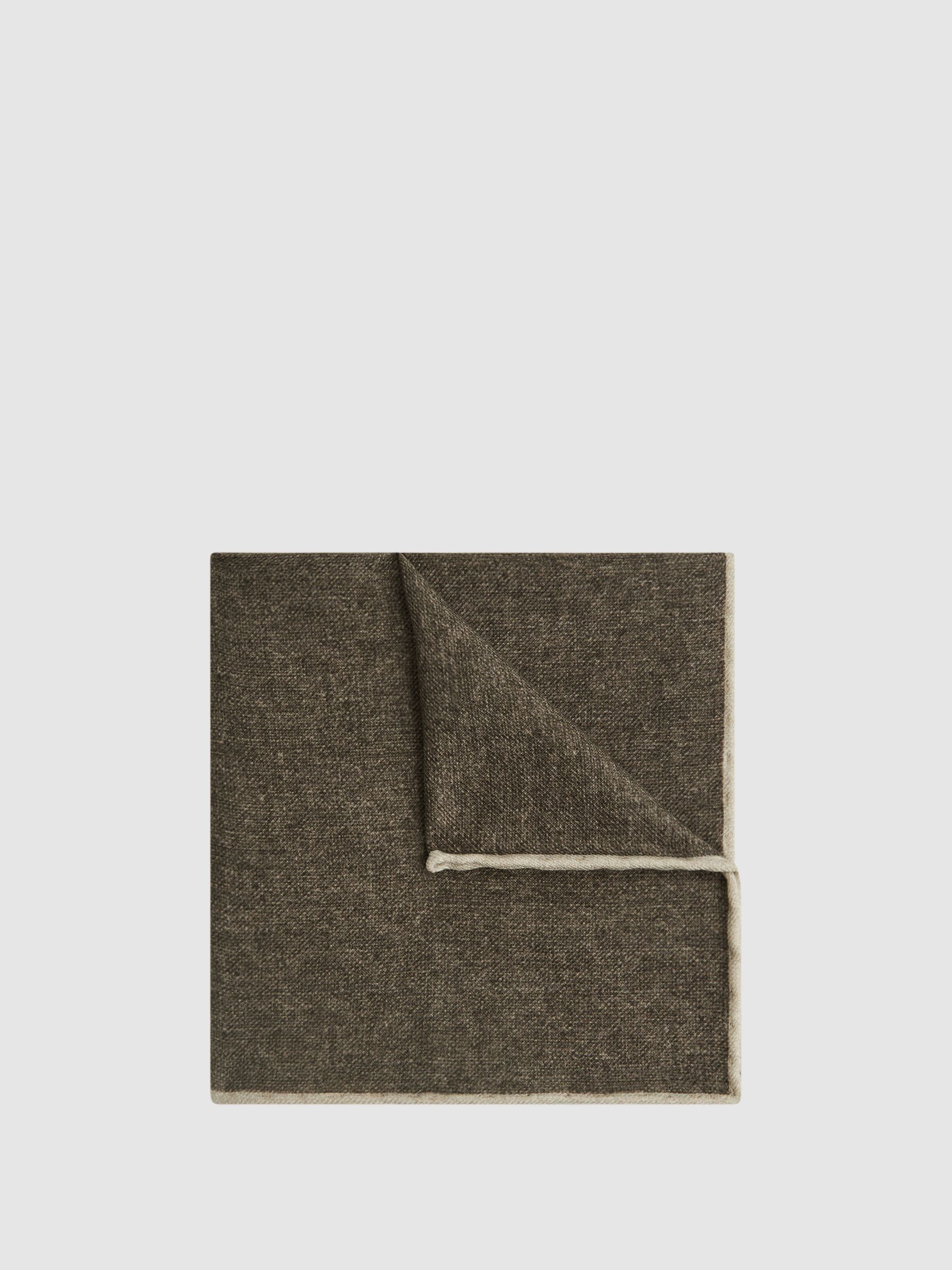 Wool-Silk Blend Pocket Square in Mocha - Image 1 of 5 Wool-Silk Blend Pocket Square in Mocha - Image 1 of 5