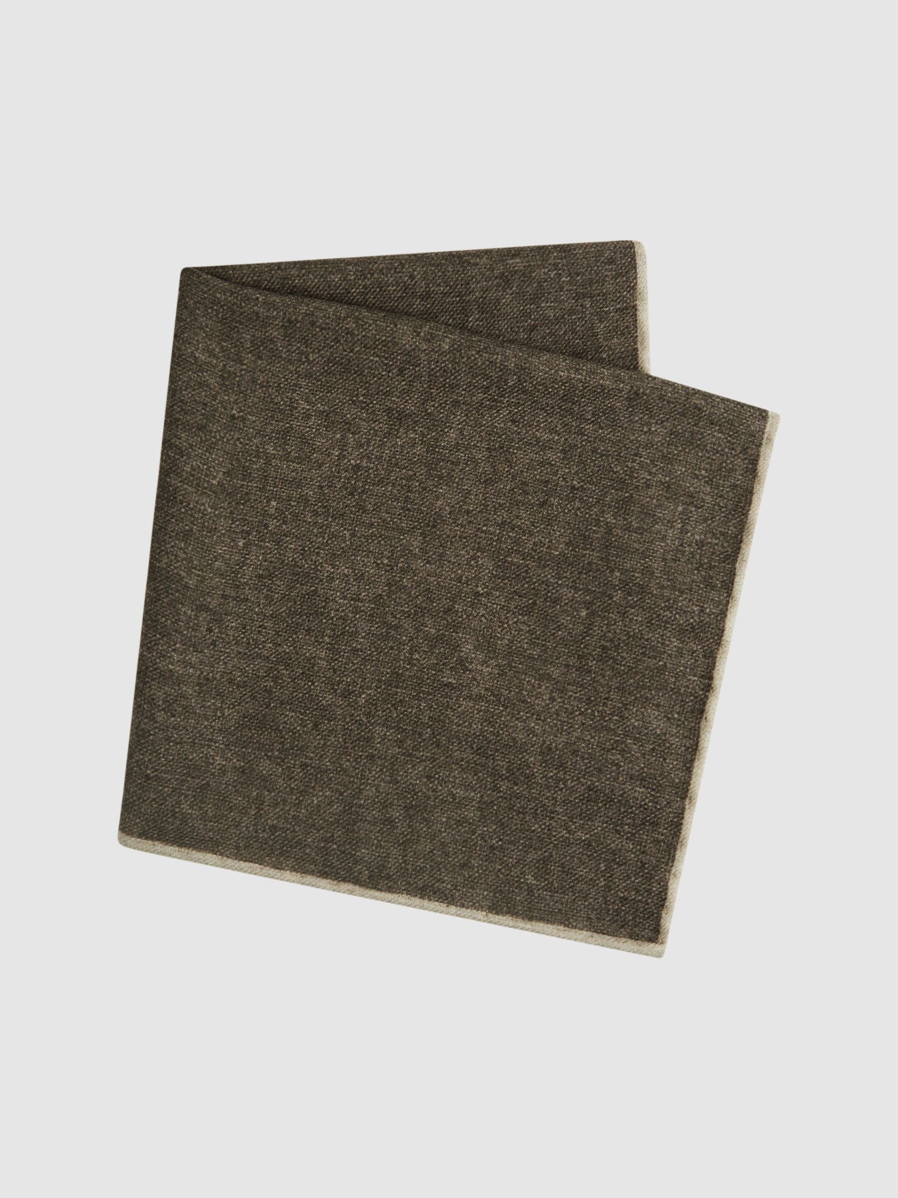 Wool-Silk Blend Pocket Square in Mocha - Image 3 of 5