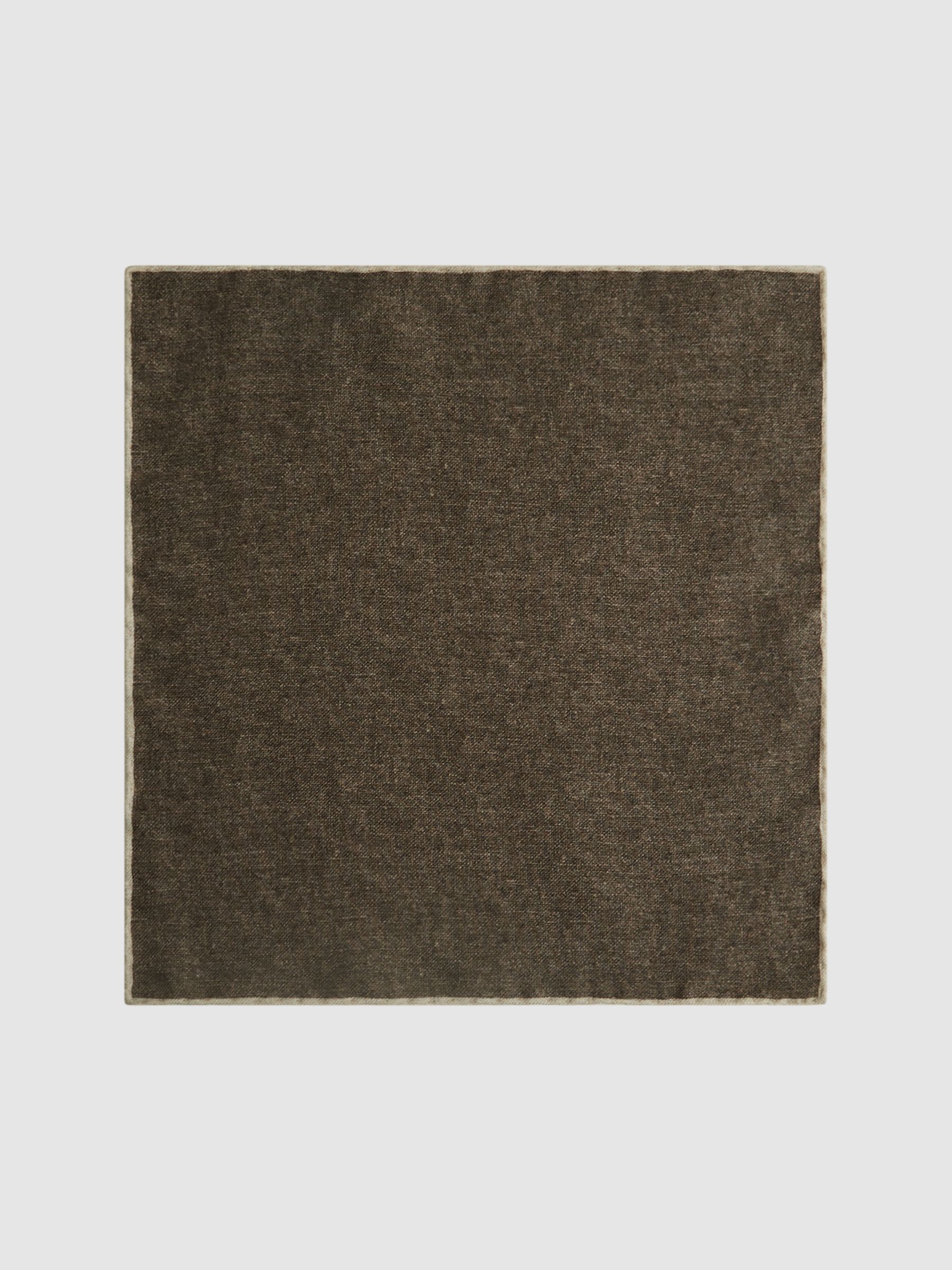 Wool-Silk Blend Pocket Square in Mocha - Image 4 of 5