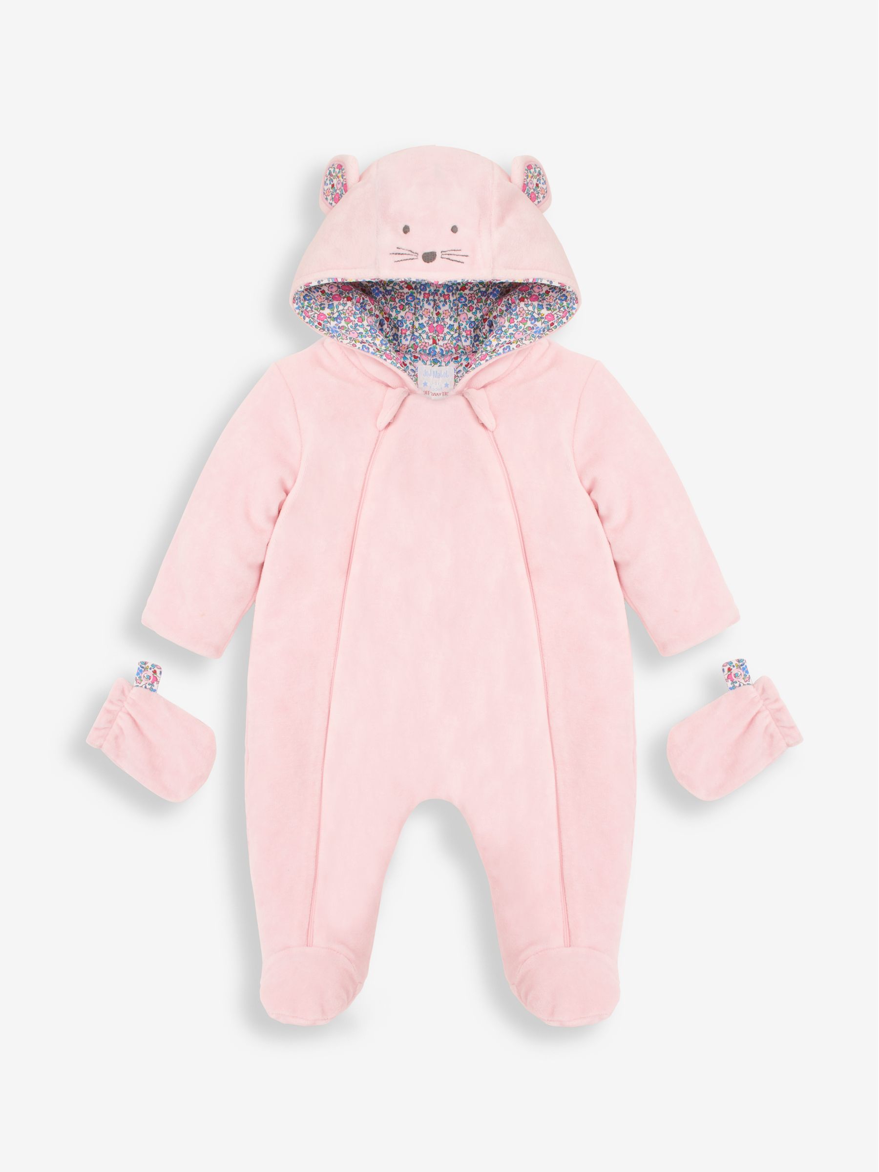 Pink Mouse Cosy Velour Pramsuit - Image 3 of 4