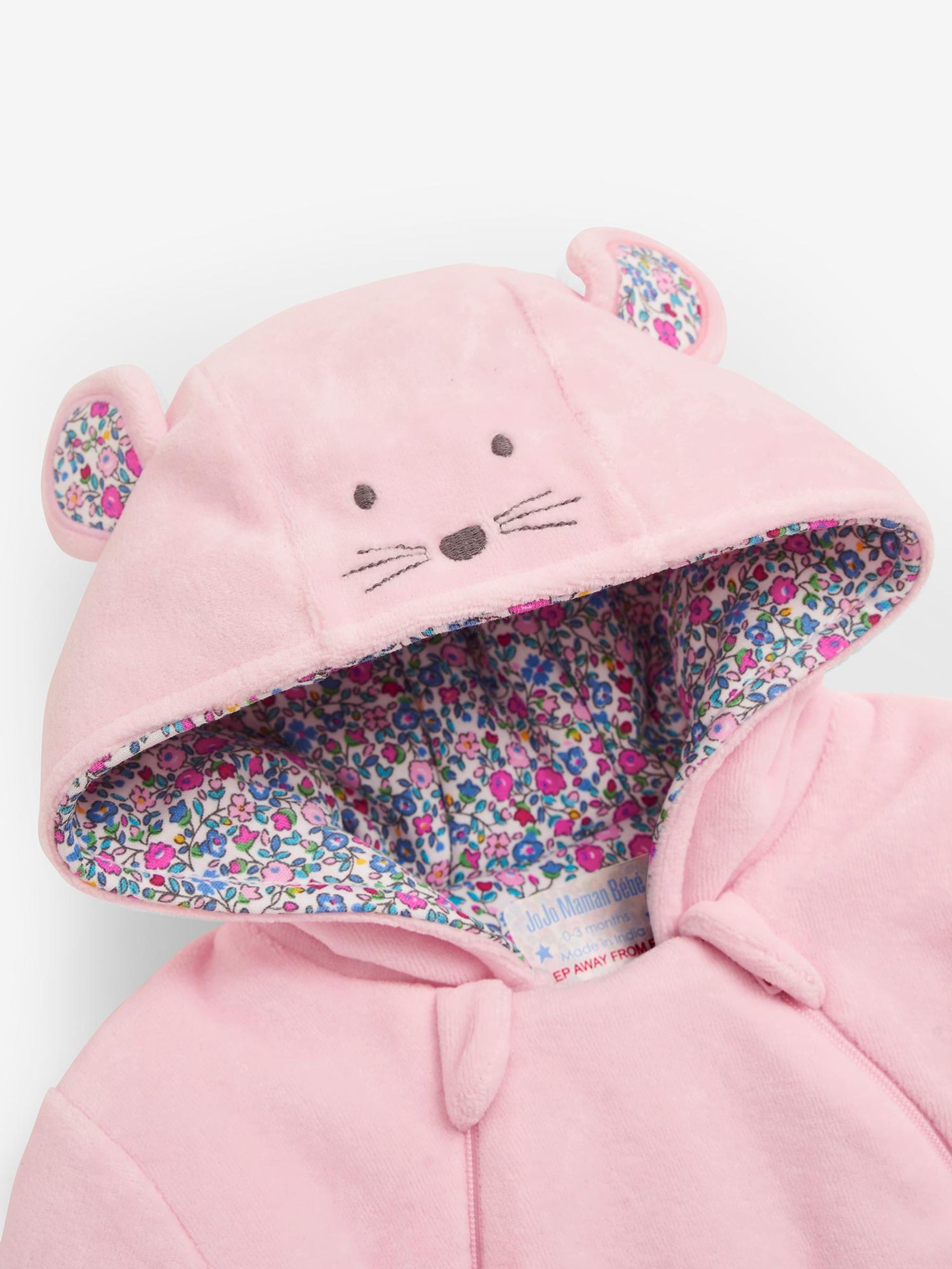 Pink Mouse Cosy Velour Pramsuit - Image 4 of 4