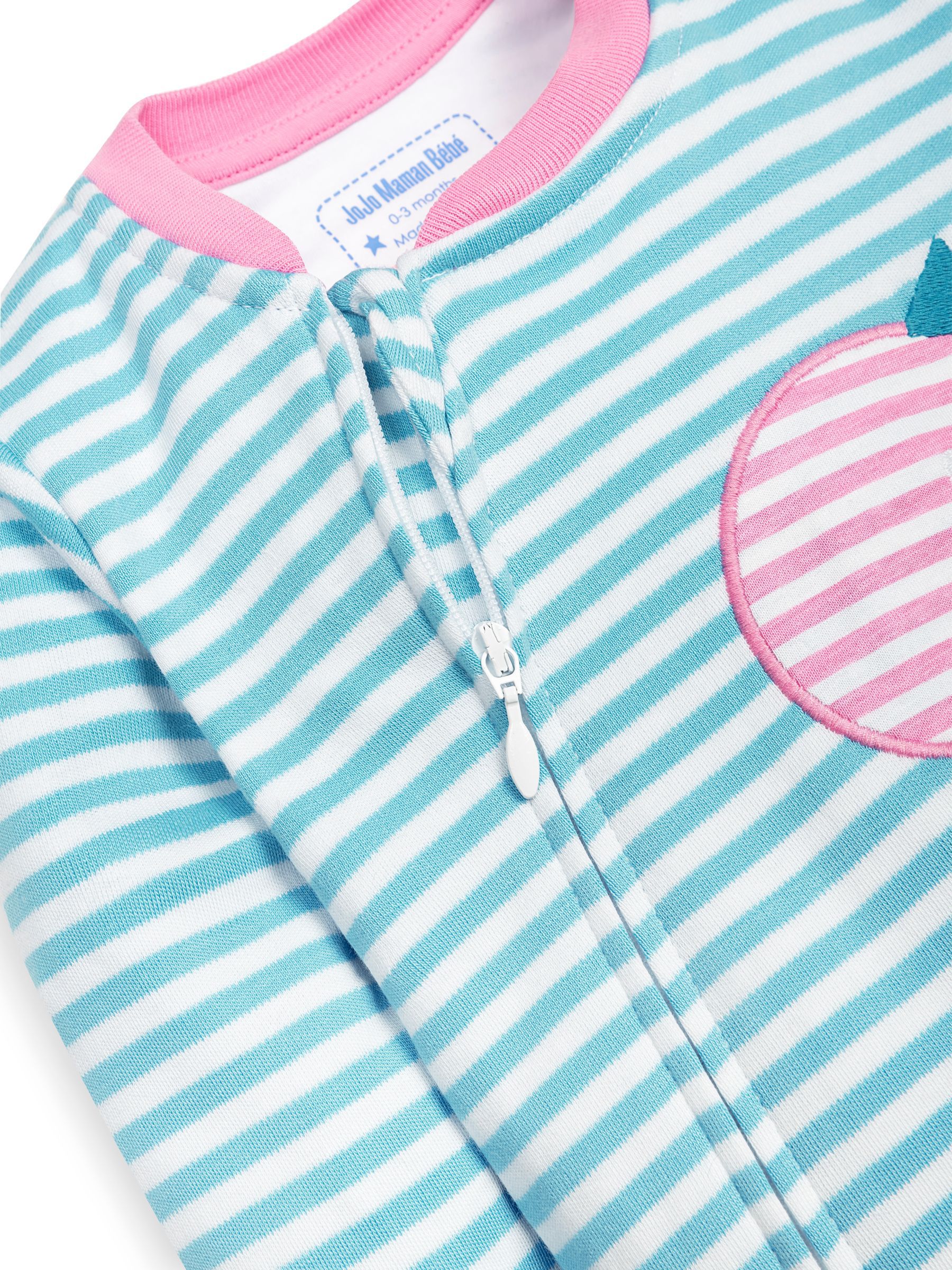Pink Dinosaur Appliqué Zip Cotton Baby Sleepsuit - Image 3 of 4