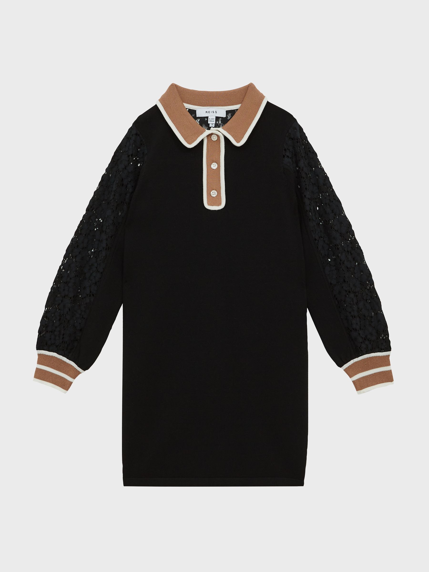Junior Lace Detail Knitted Dress in Black - Image 2 of 7