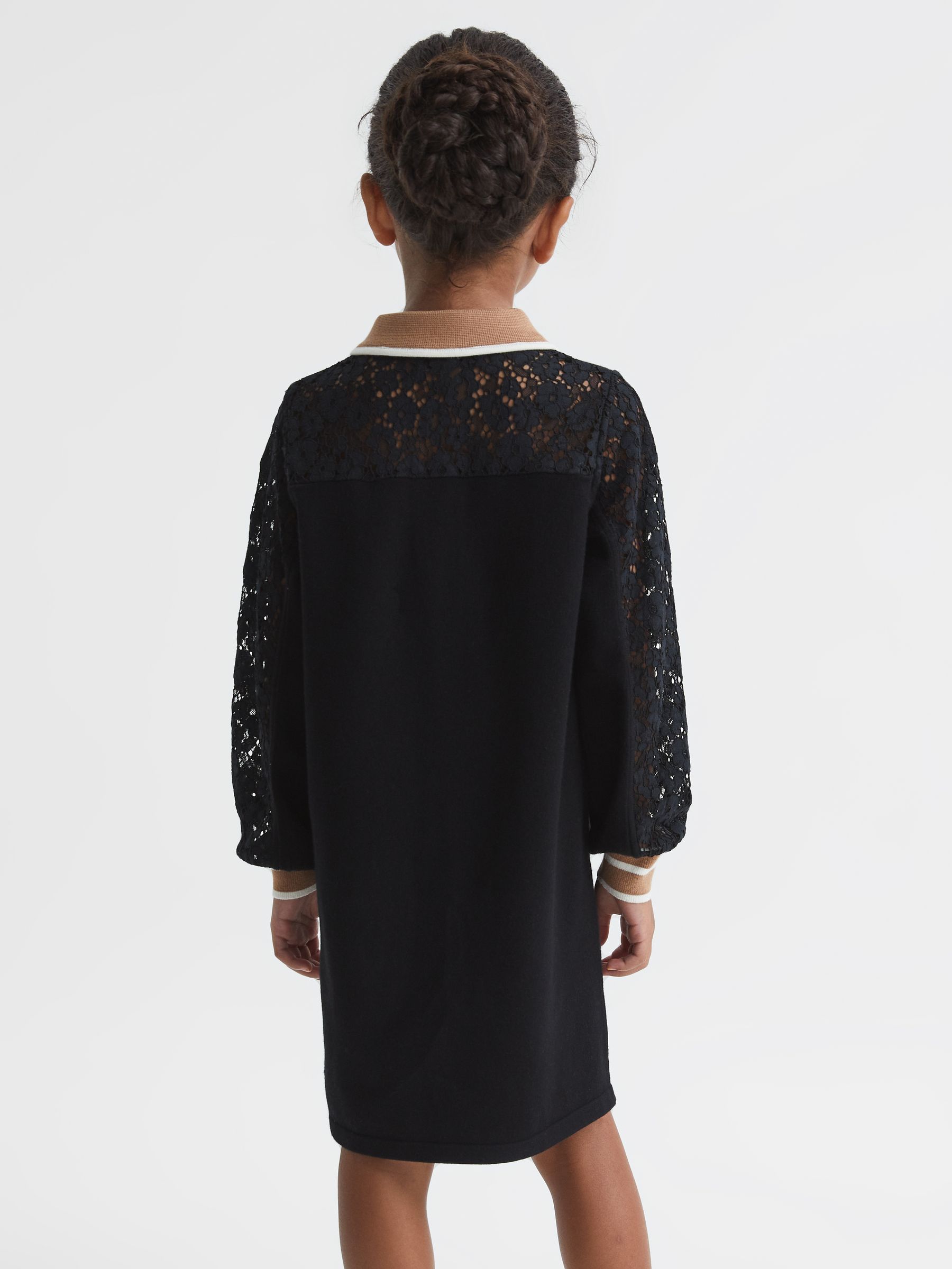Junior Lace Detail Knitted Dress in Black - Image 5 of 7