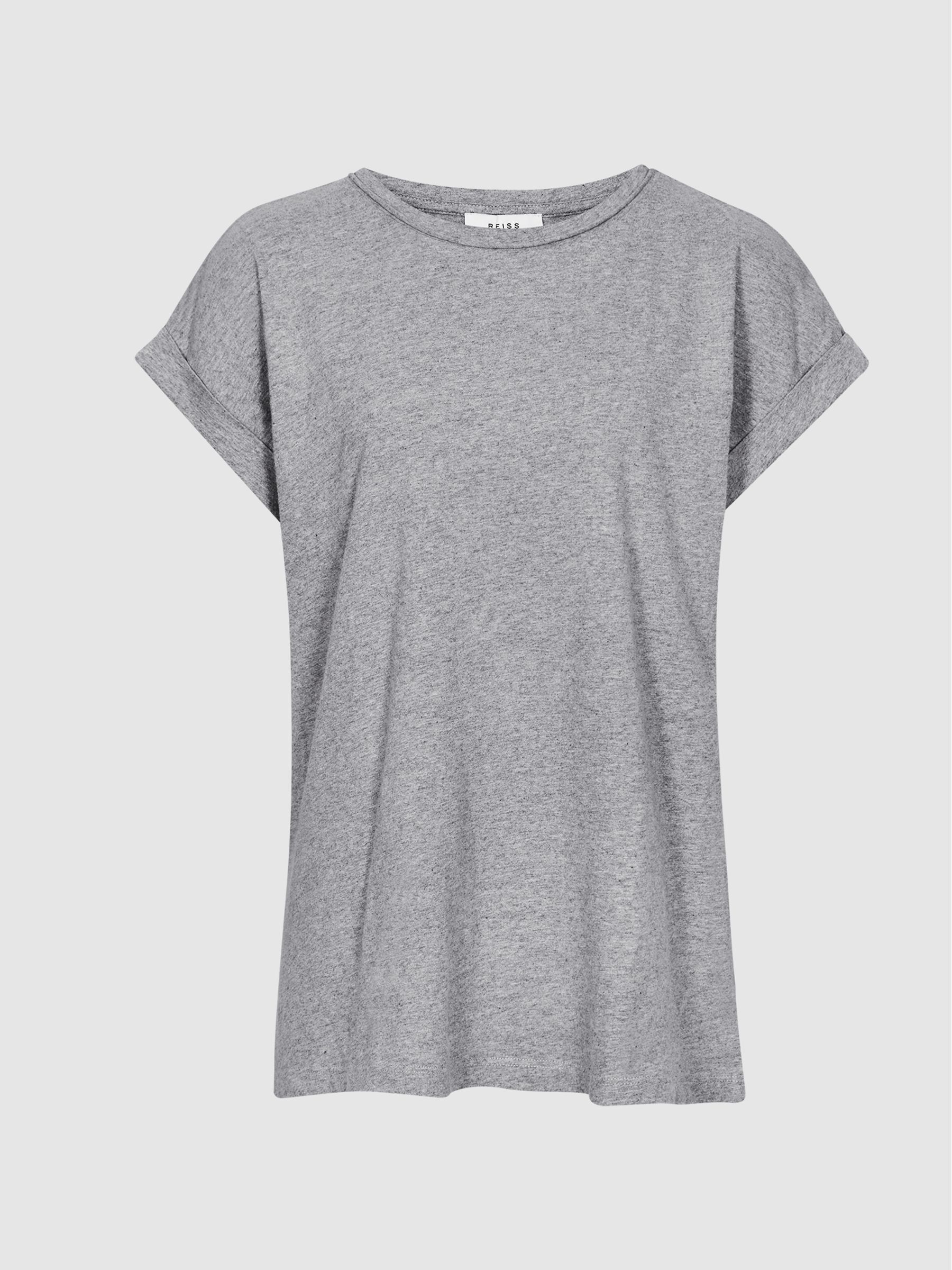 Cotton Jersey Crew Neck T-Shirt in Grey Marl - Image 2 of 5