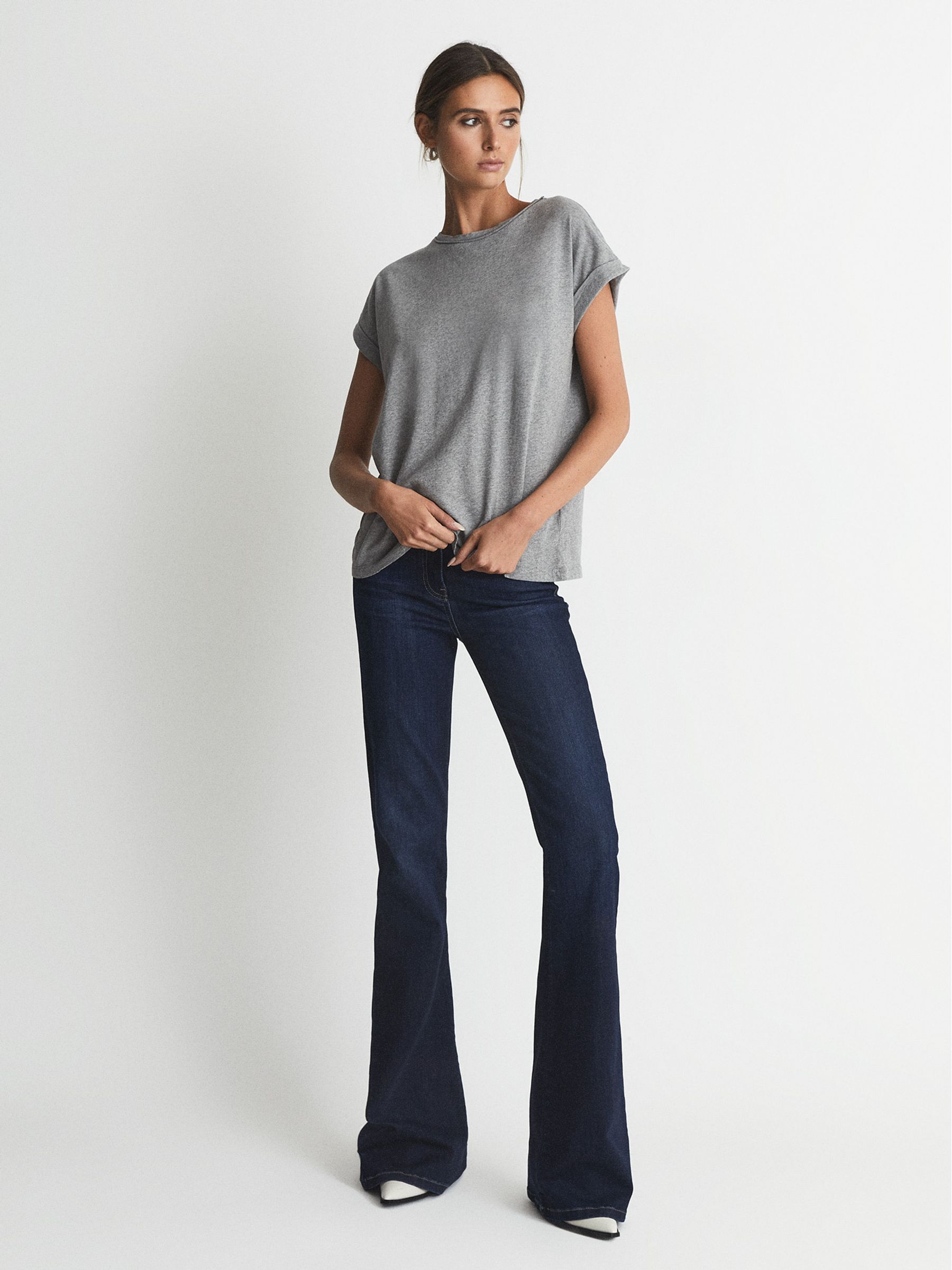 Cotton Jersey Crew Neck T-Shirt in Grey Marl - Image 5 of 5