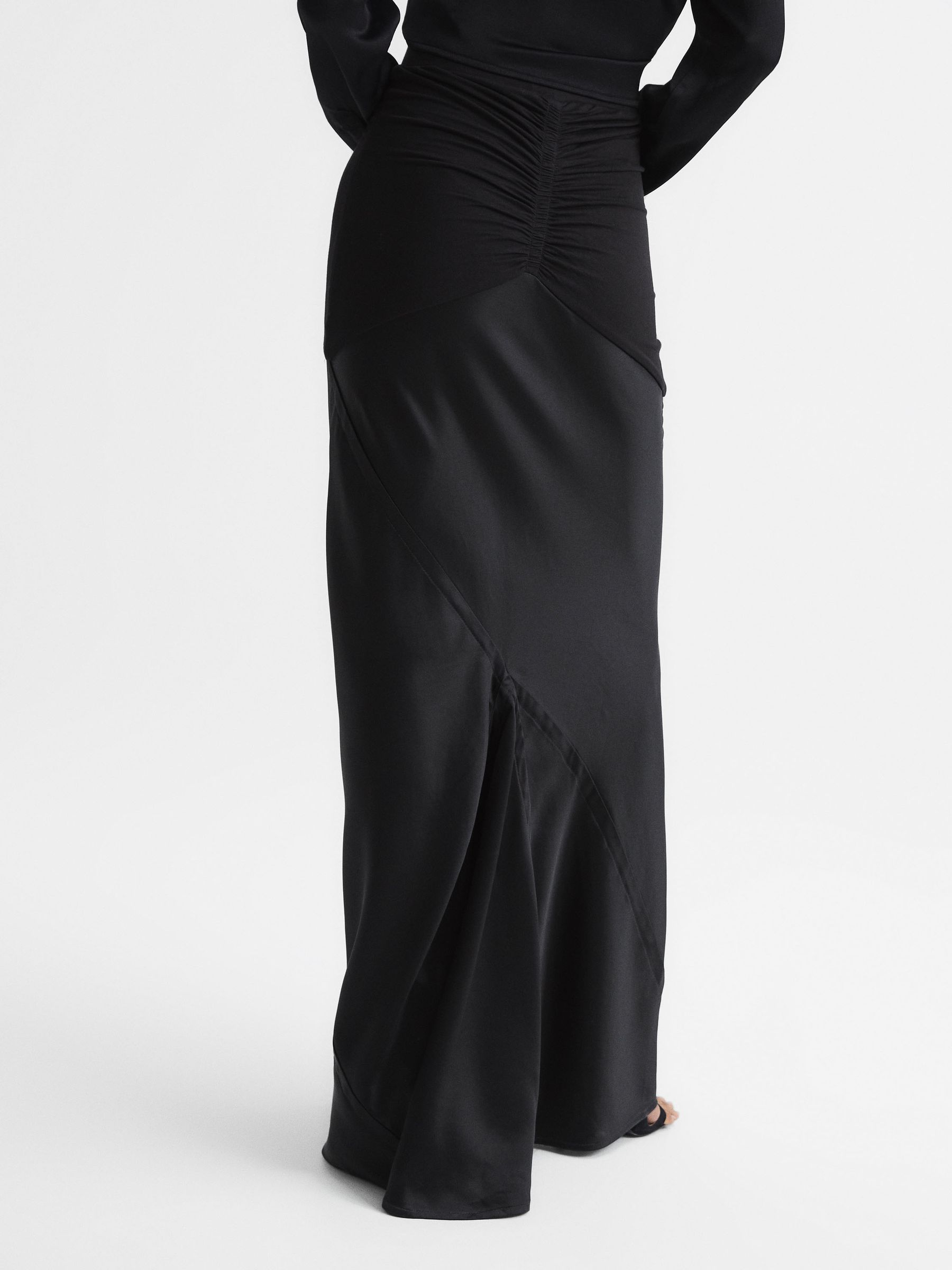 Satin Jersey Blend Maxi Skirt in Black - Image 5 of 6