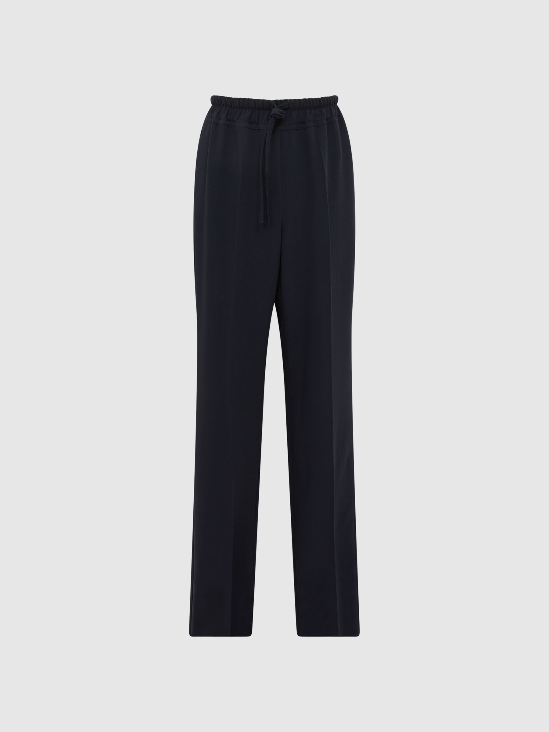 Wide Leg Pull On Trousers in Navy - Image 2 of 5