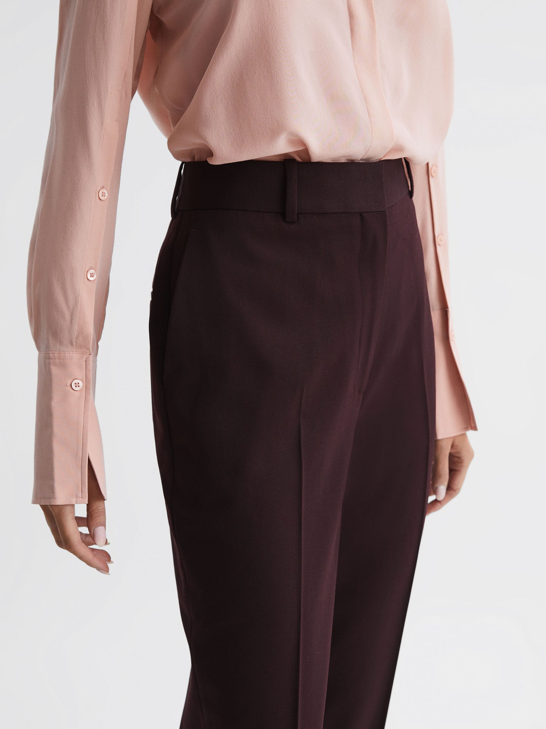 Wool Blend Tailored Trousers in Berry - Image 4 of 6