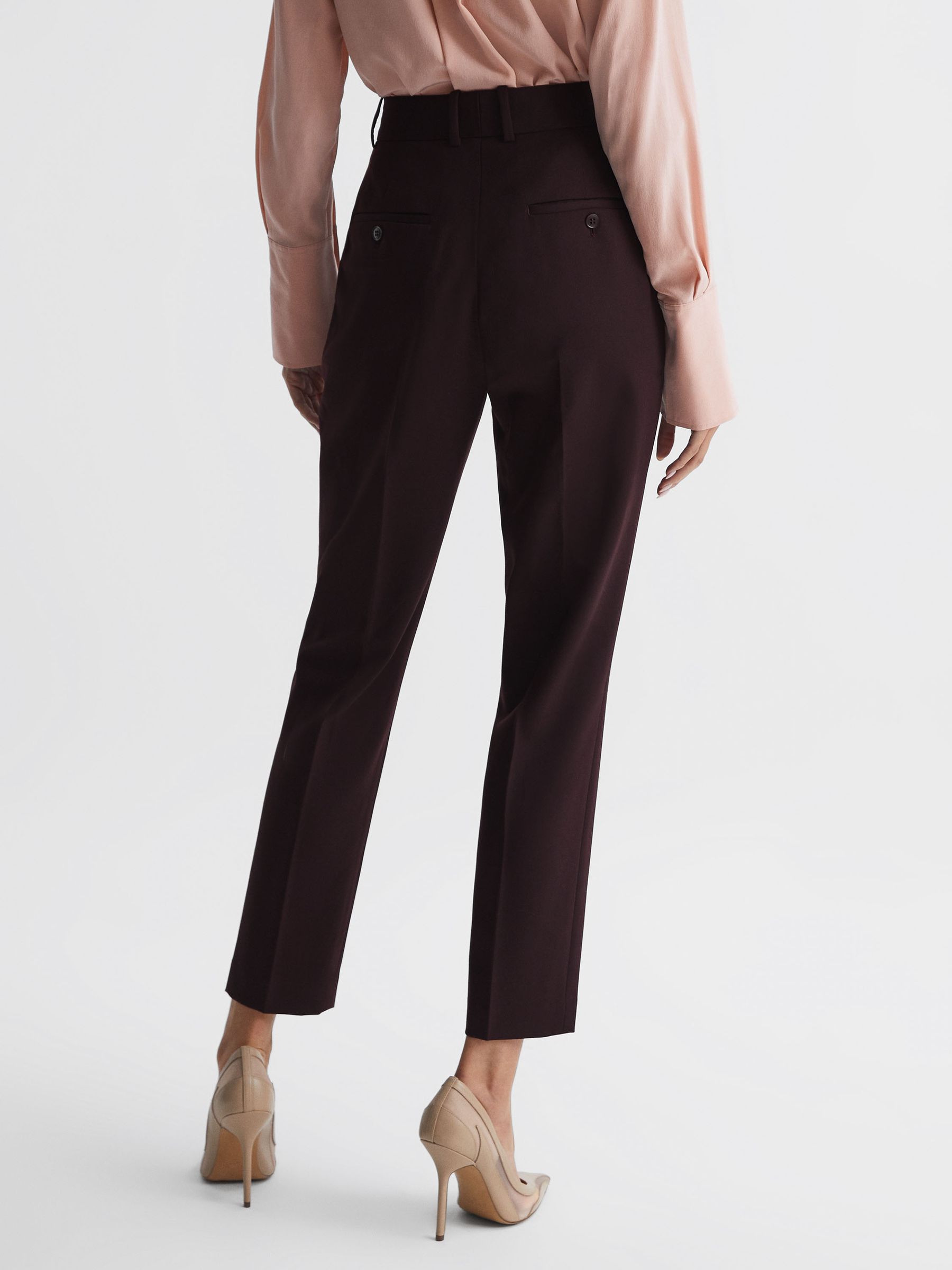 Wool Blend Tailored Trousers in Berry - Image 5 of 6