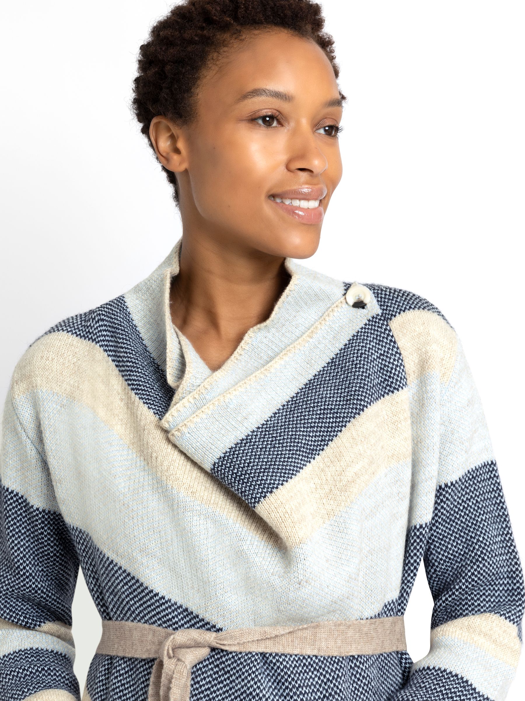 Stripe Drape Maternity & Nursing Cardigan in Blue - Image 3 of 3