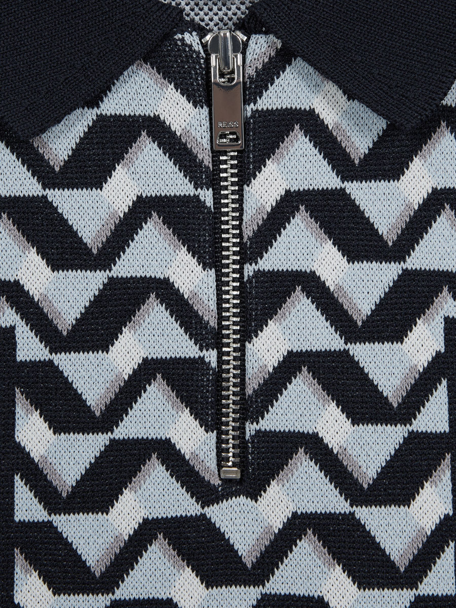 Senior Half Zip Geometric Polo T-Shirt in Blue - Image 7 of 7
