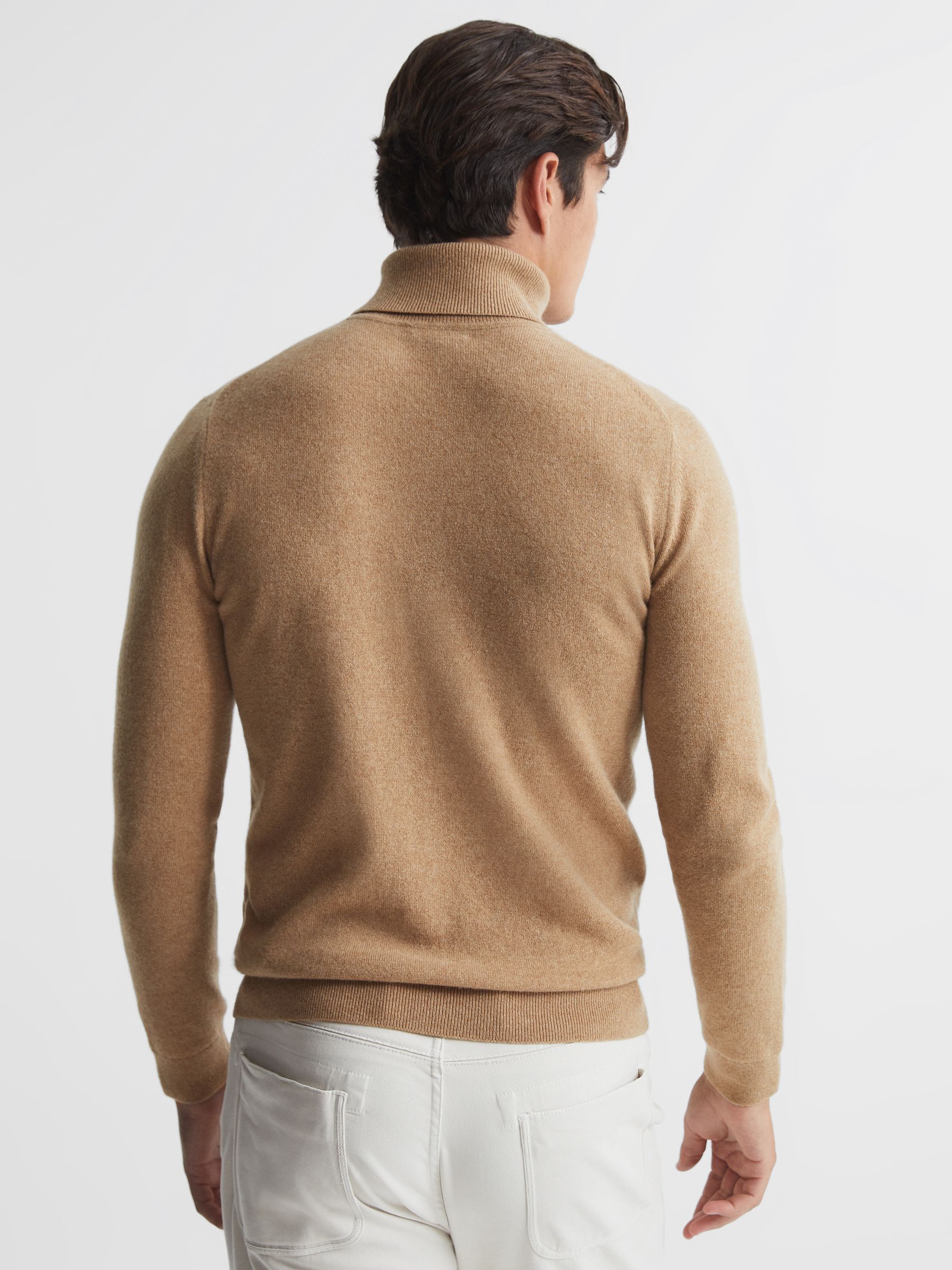 Roll Neck 100% Cashmere Jumper in Camel - Image 5 of 6