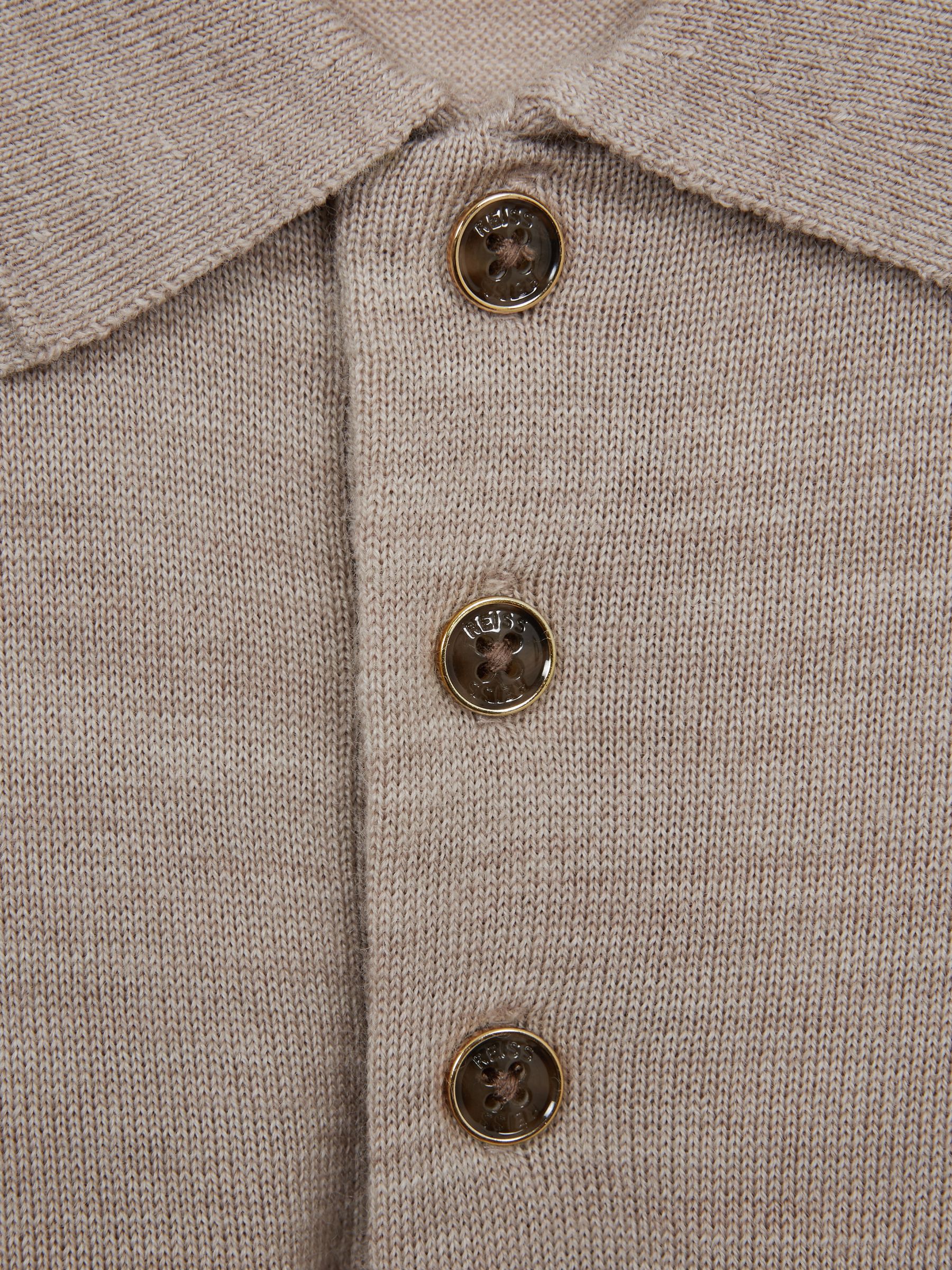 Junior Merino Wool Polo Shirt in Wheat Melange - Image 6 of 6