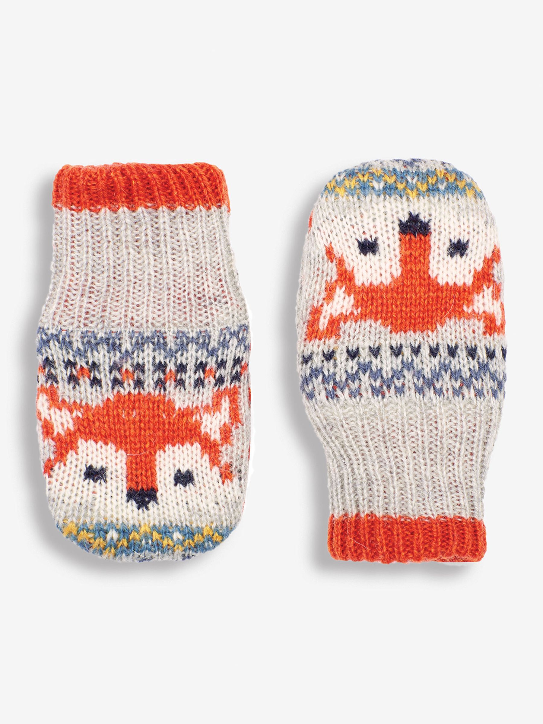 Grey Fox Fairisle Pattern Mittens - Image 1 of 3