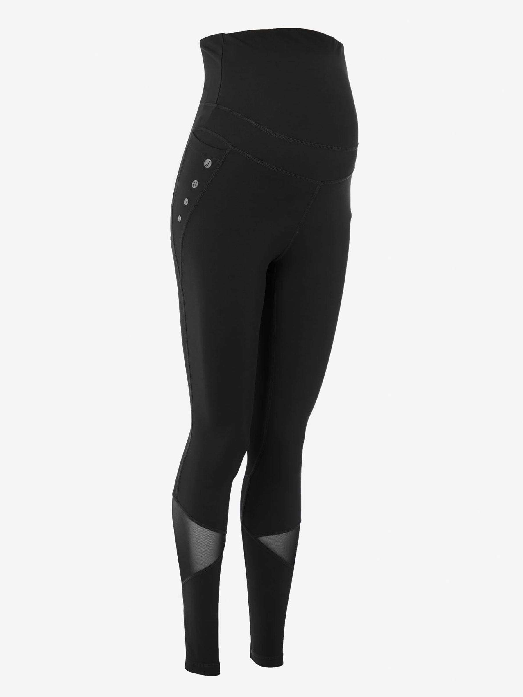 Black Mesh Panel Performance Maternity Workout Leggings - Image 3 of 5
