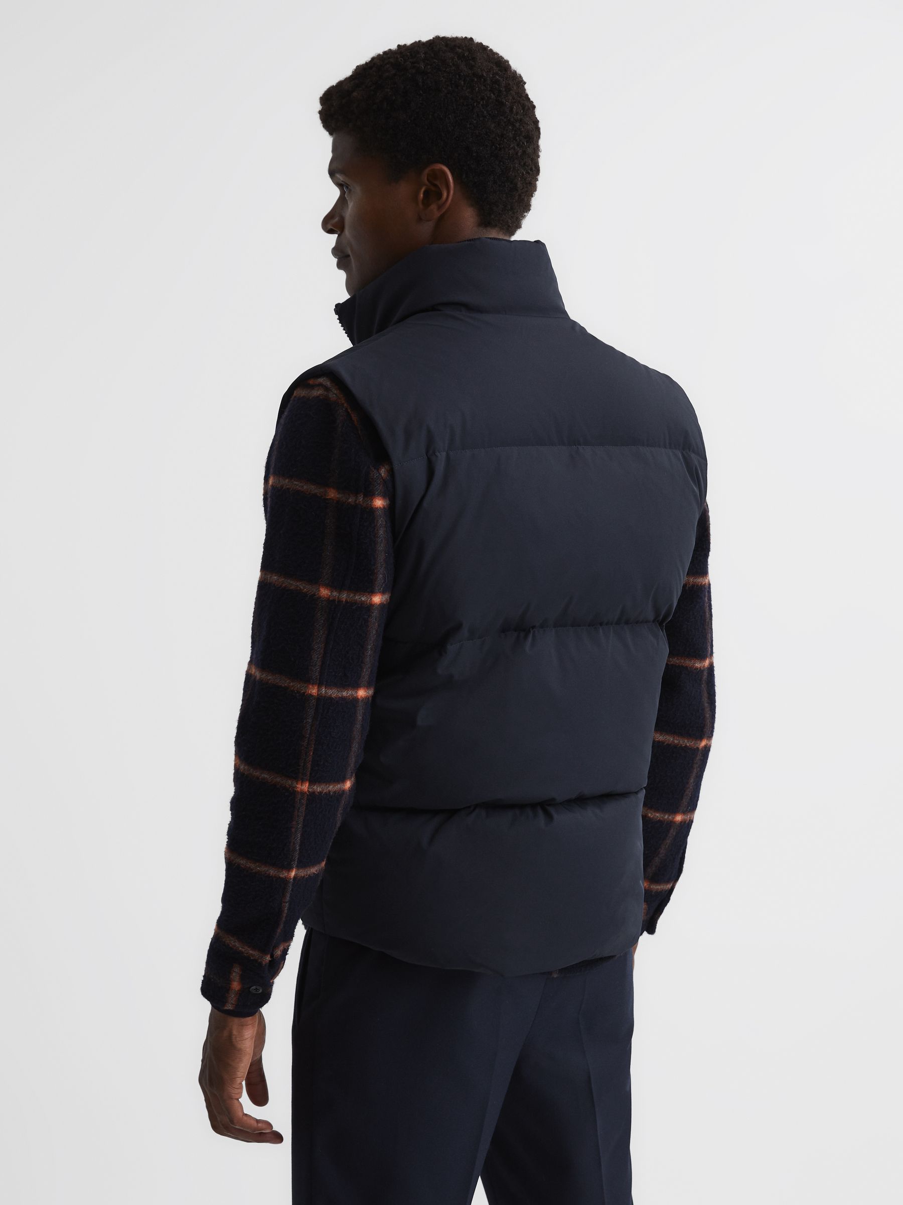Funnel Neck Puffer Gilet in Navy - Image 5 of 7