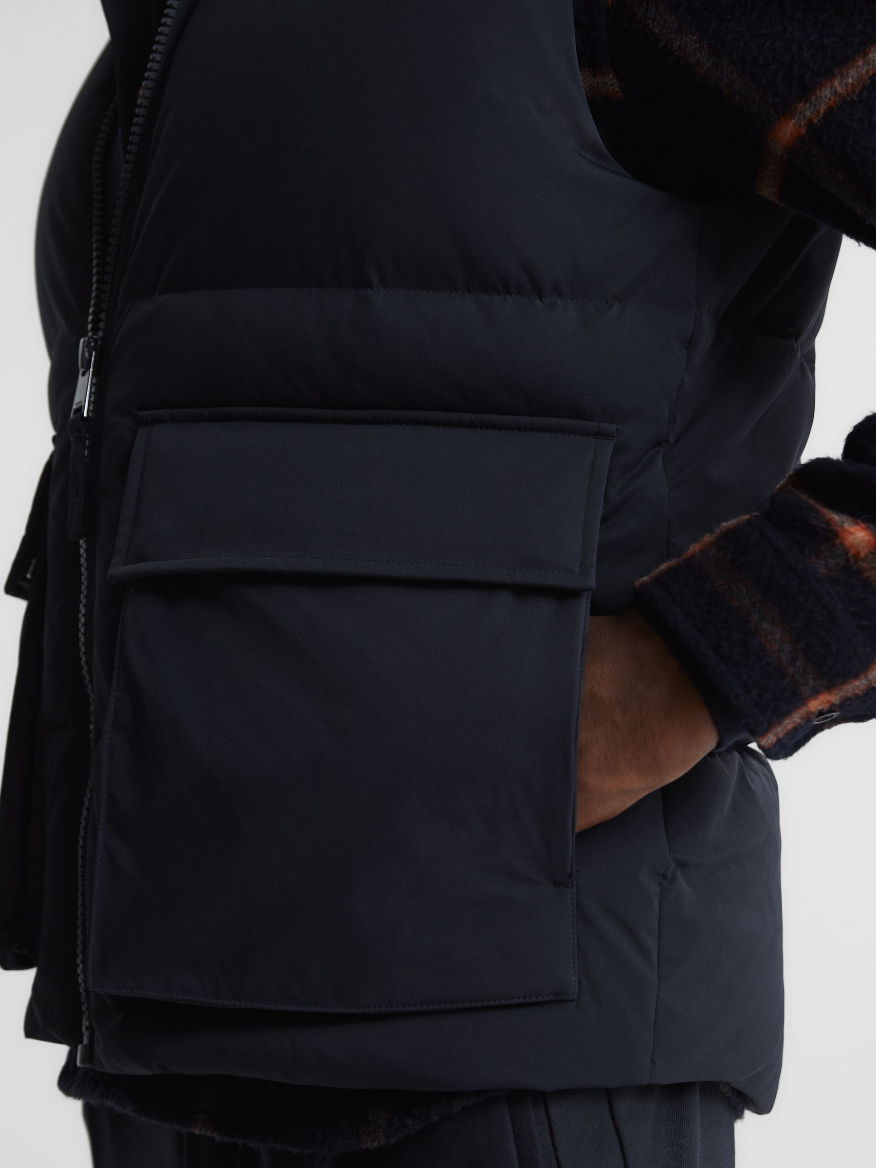 Funnel Neck Puffer Gilet in Navy - Image 6 of 7