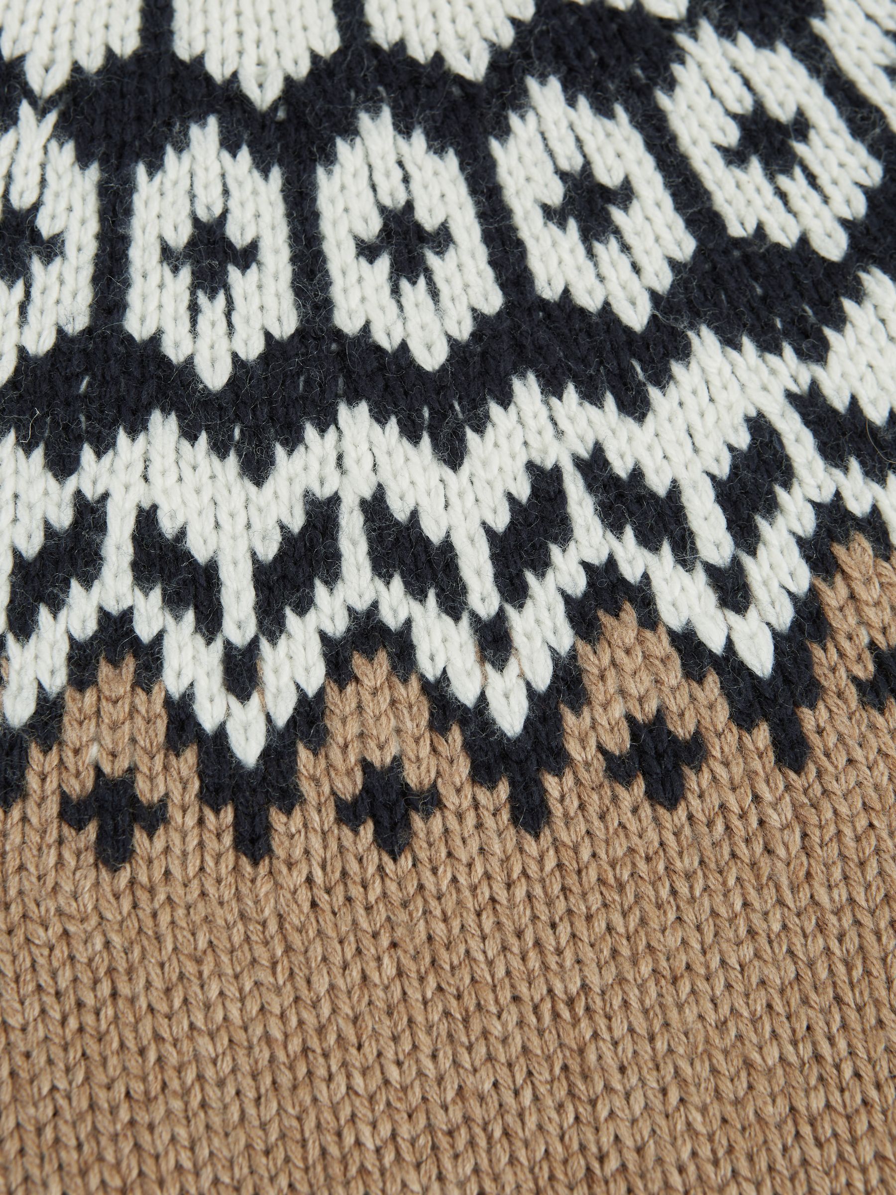 Senior Fairisle Pattern Crew Neck Wool Cashmere Jumper in Camel - Image 7 of 7
