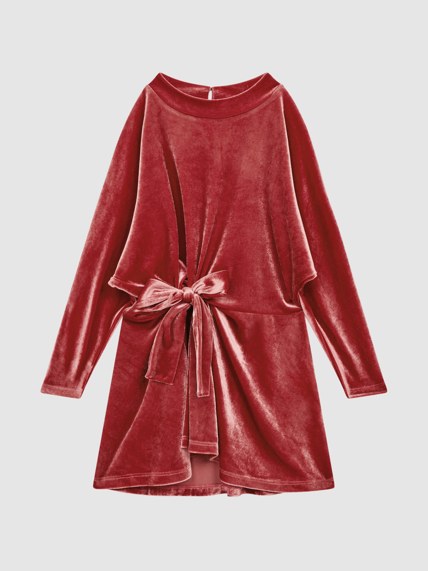 Junior Velvet Tie Side Dress in Pink - Image 2 of 7