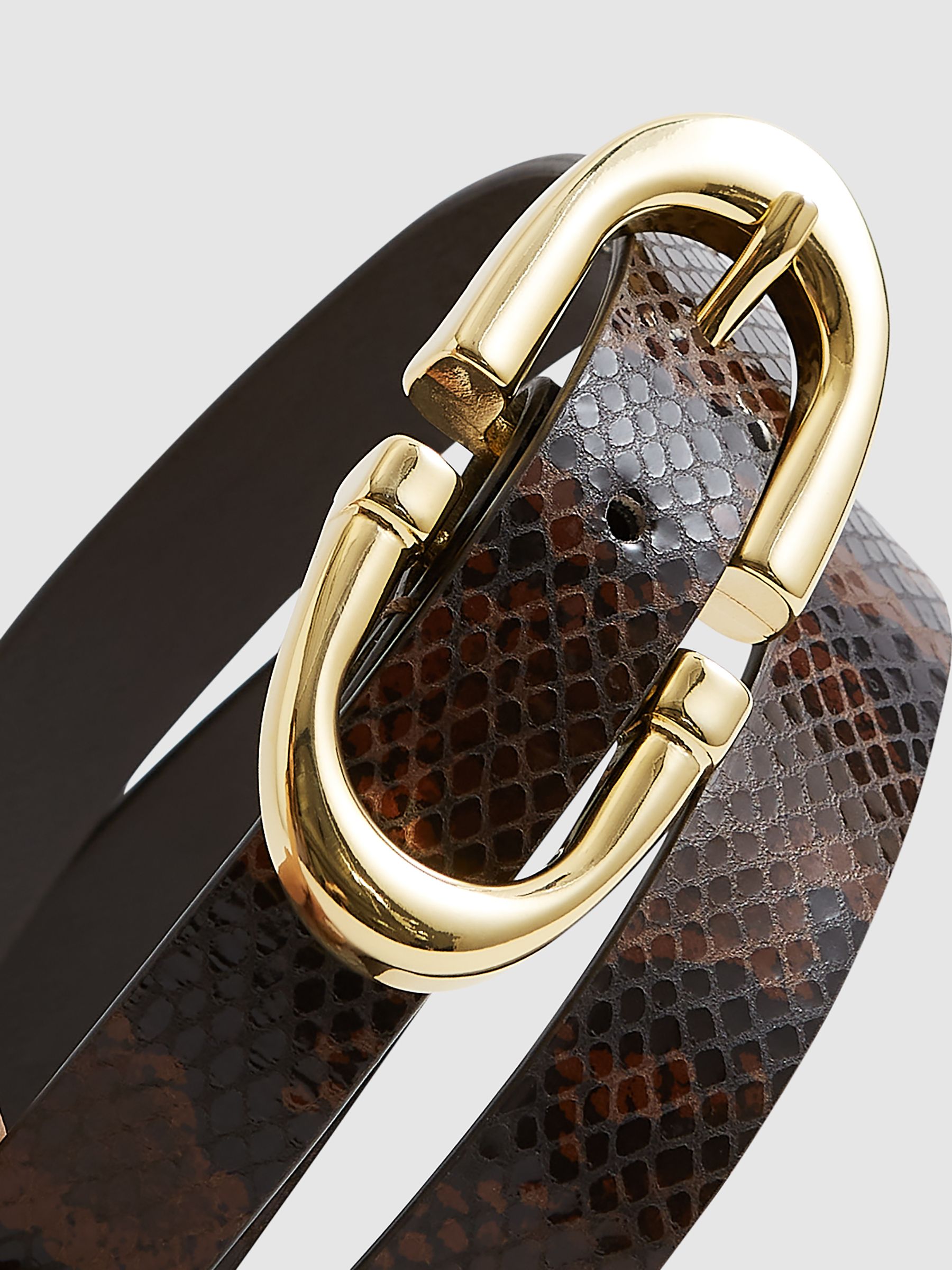 Horseshoe Buckle Leather Belt in Chocolate - Image 5 of 7