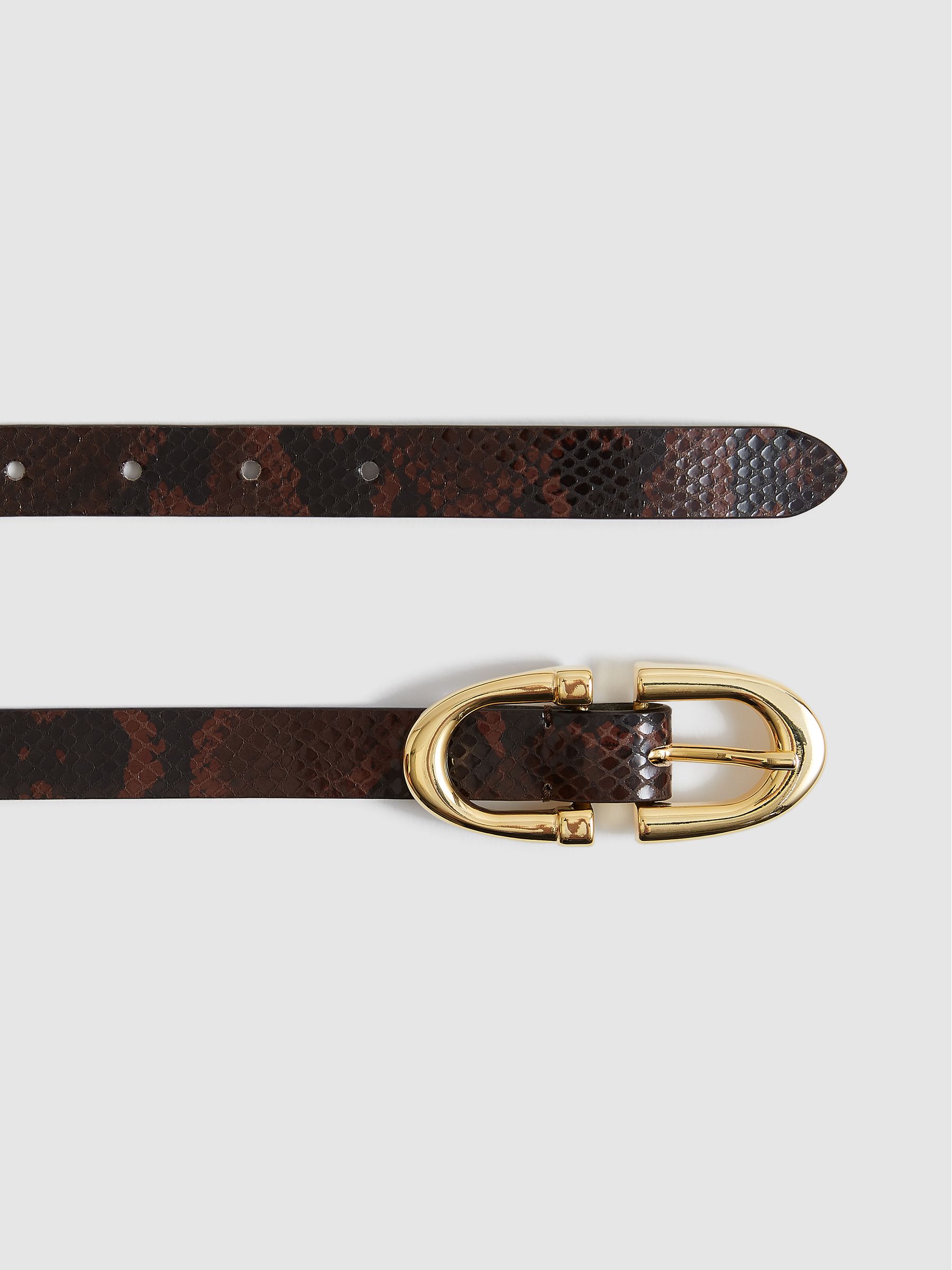 Horseshoe Buckle Leather Belt in Chocolate - Image 6 of 7