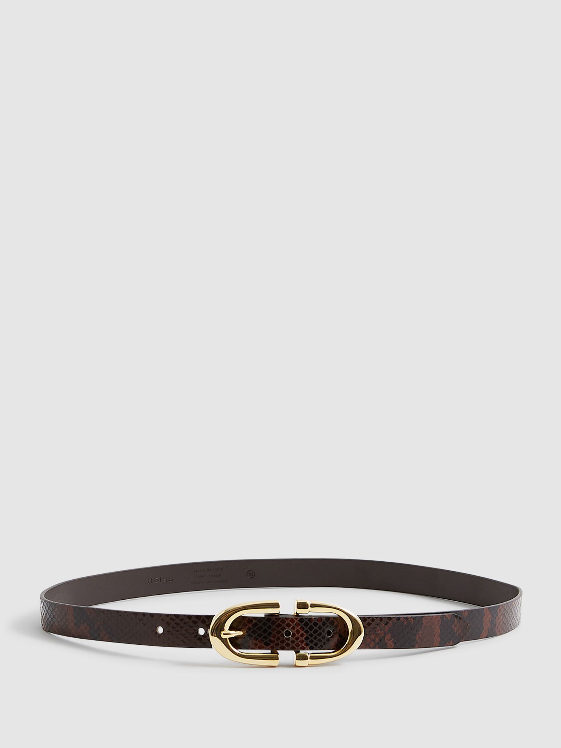 Horseshoe Buckle Leather Belt in Chocolate - Image 7 of 7