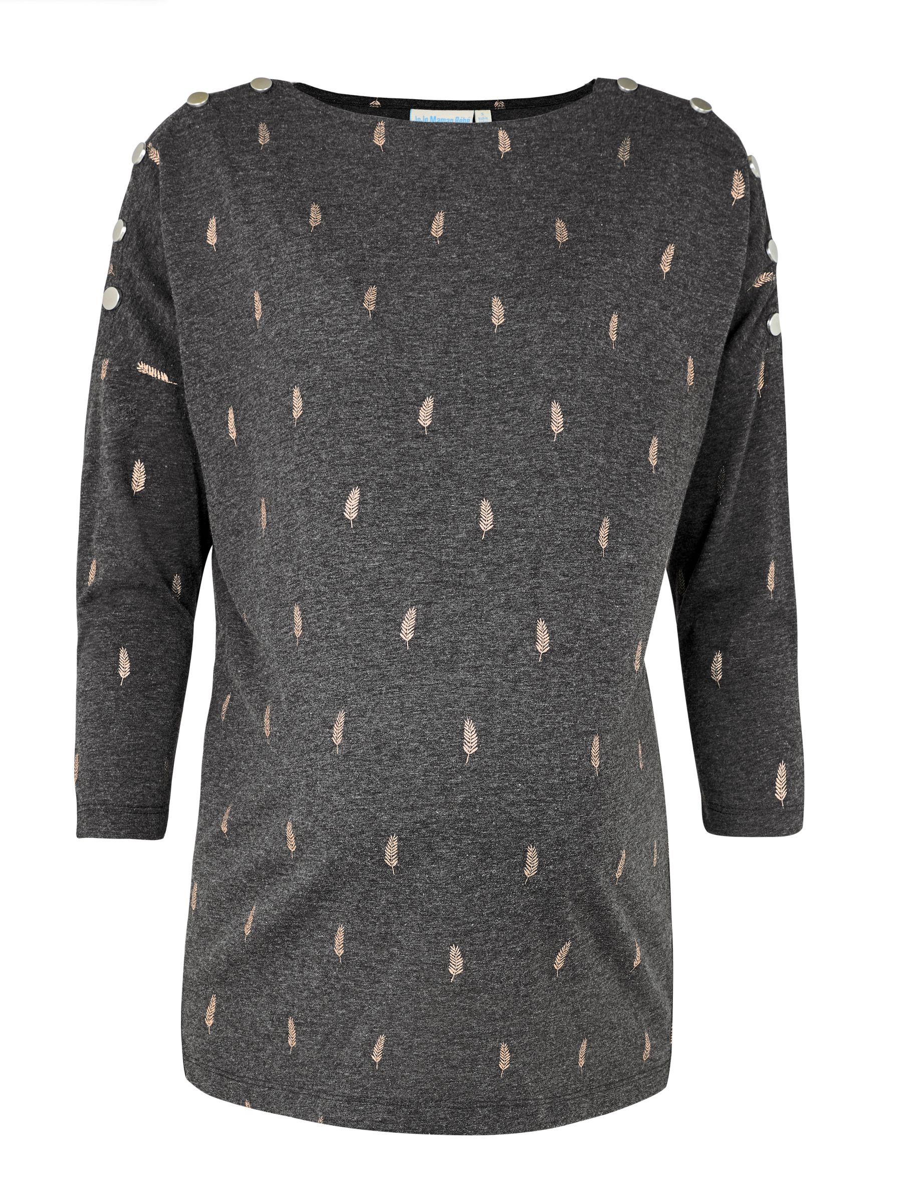 Charcoal Foil Print Maternity & Nursing Top - Image 5 of 7