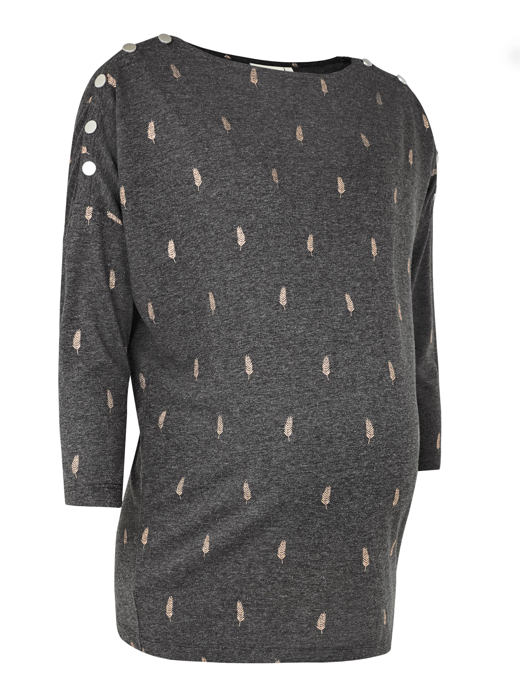 Charcoal Foil Print Maternity & Nursing Top - Image 6 of 7