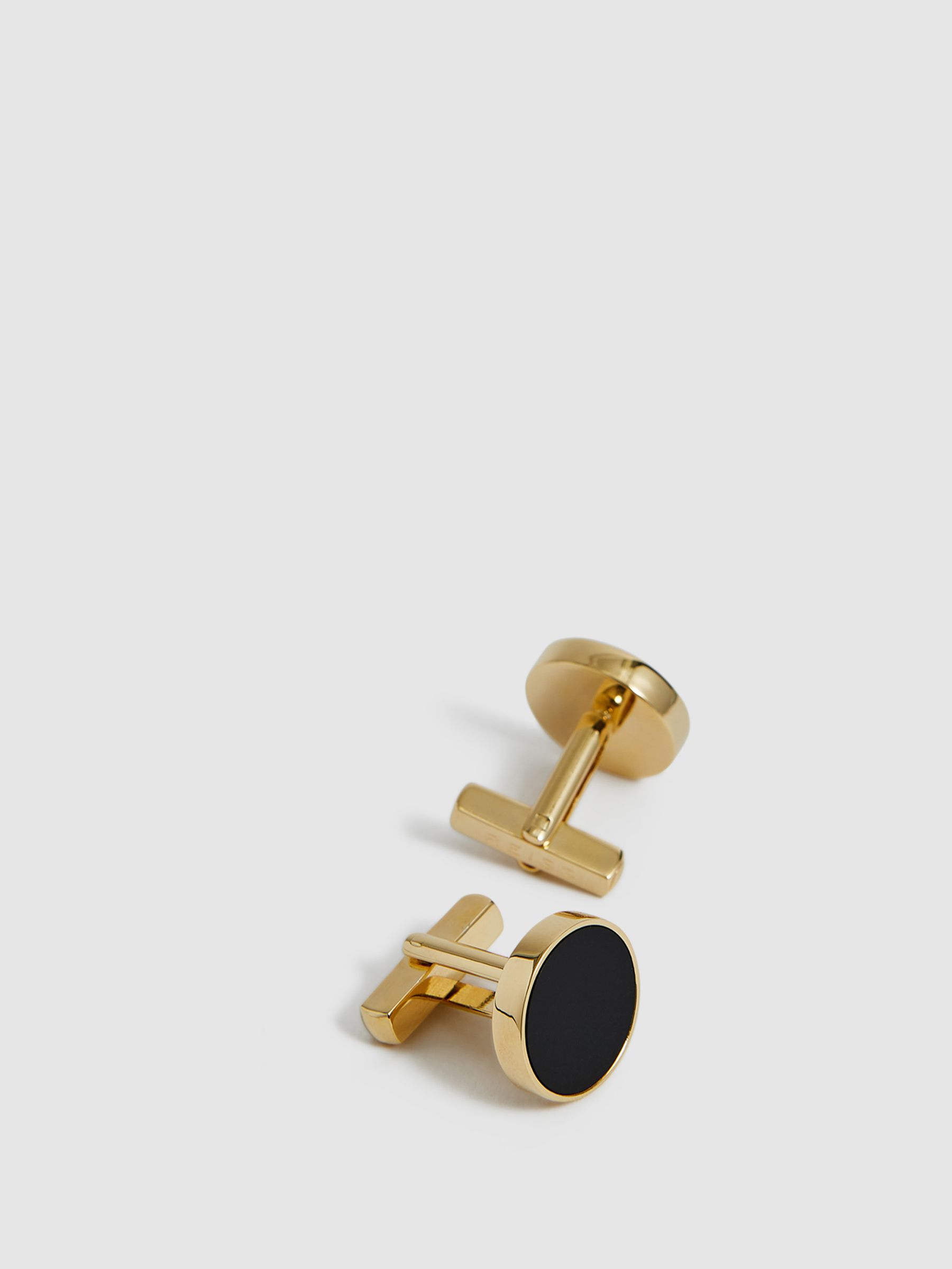 Stone Insert Cufflinks in Gold - Image 3 of 6