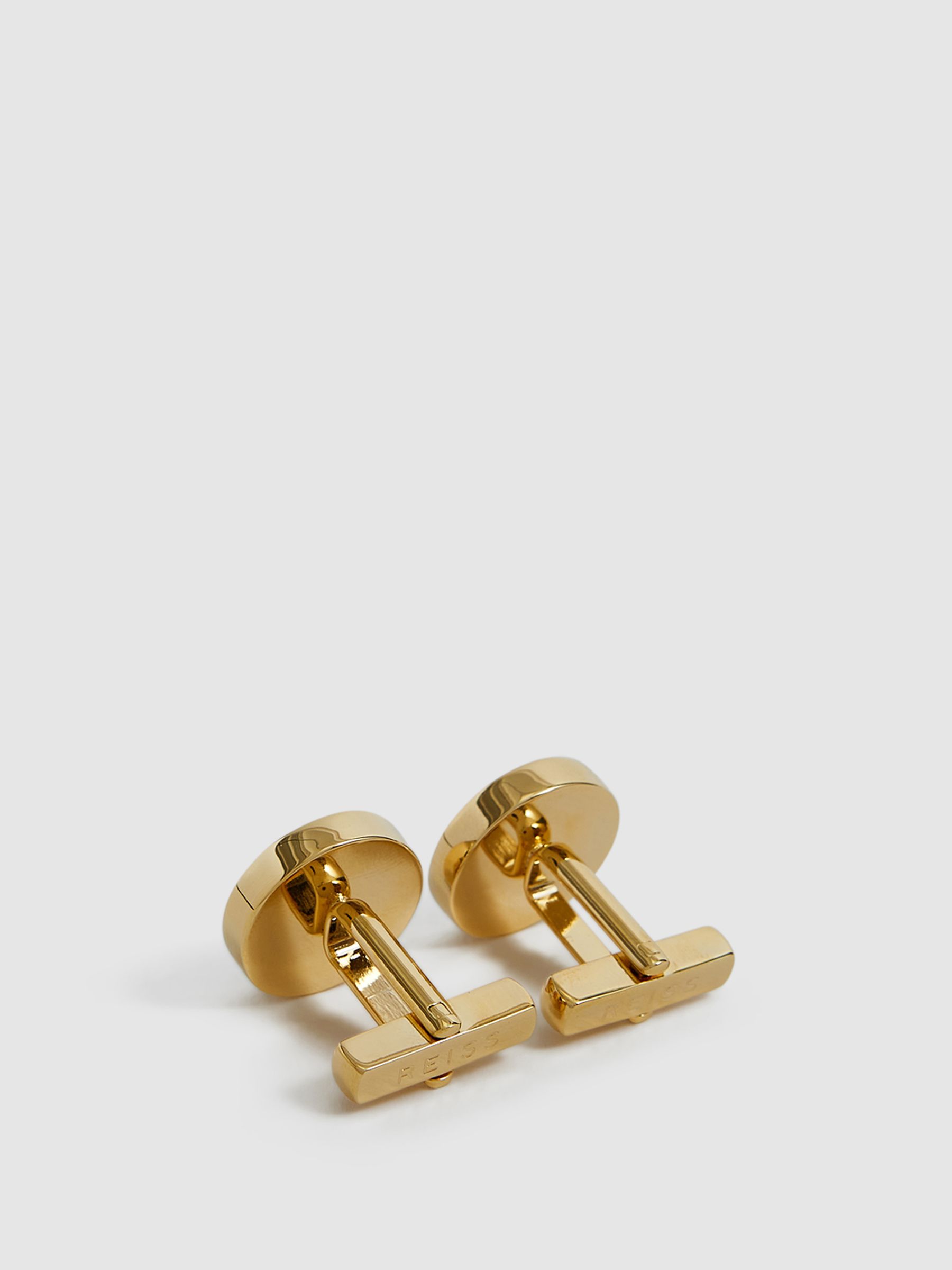 Stone Insert Cufflinks in Gold - Image 4 of 6