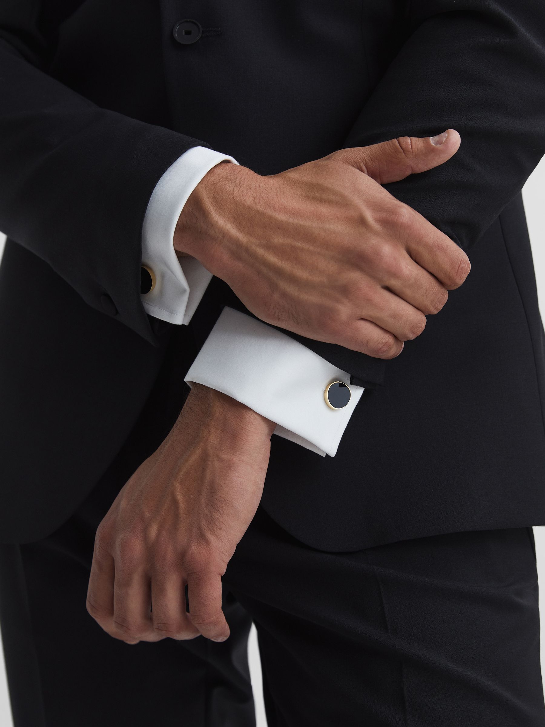 Stone Insert Cufflinks in Gold - Image 5 of 6