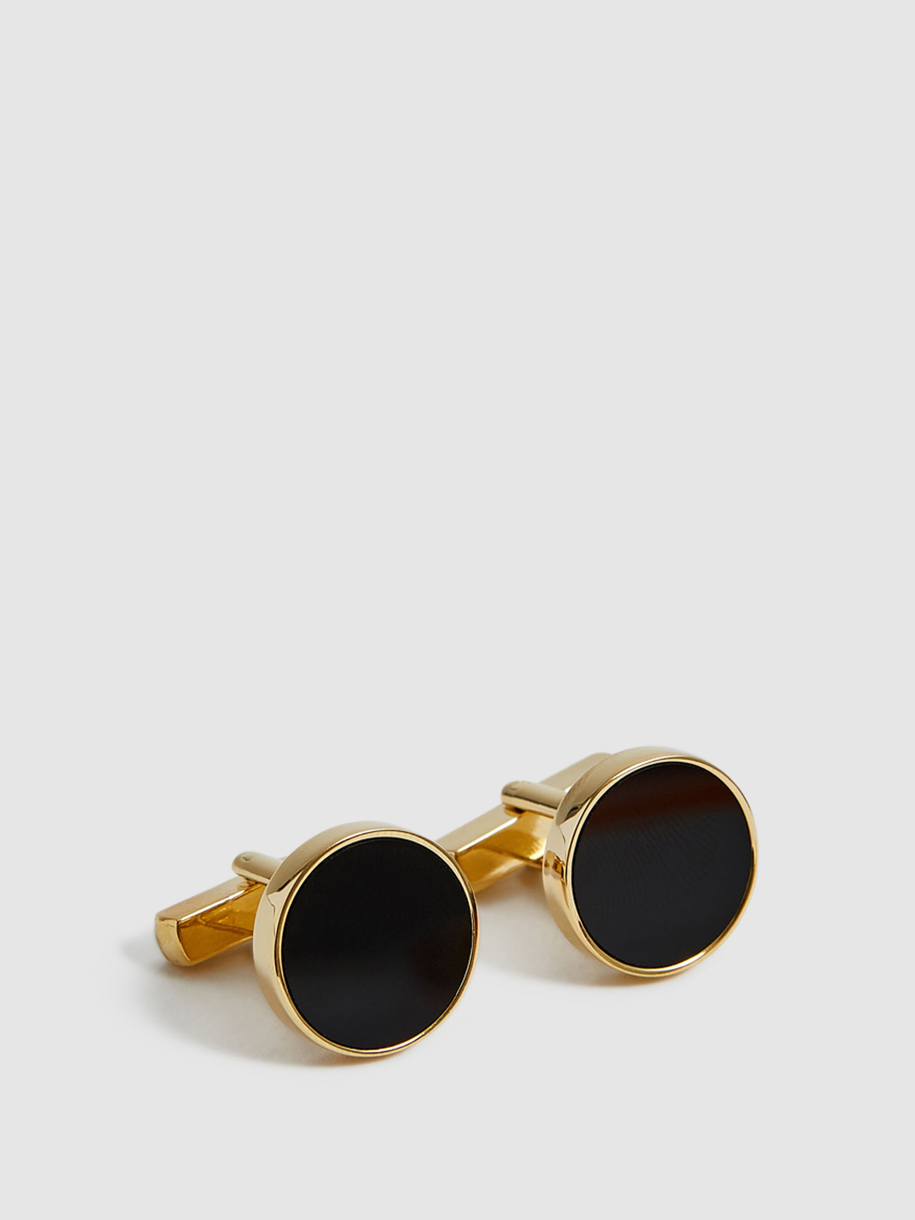 Stone Insert Cufflinks in Gold - Image 6 of 6