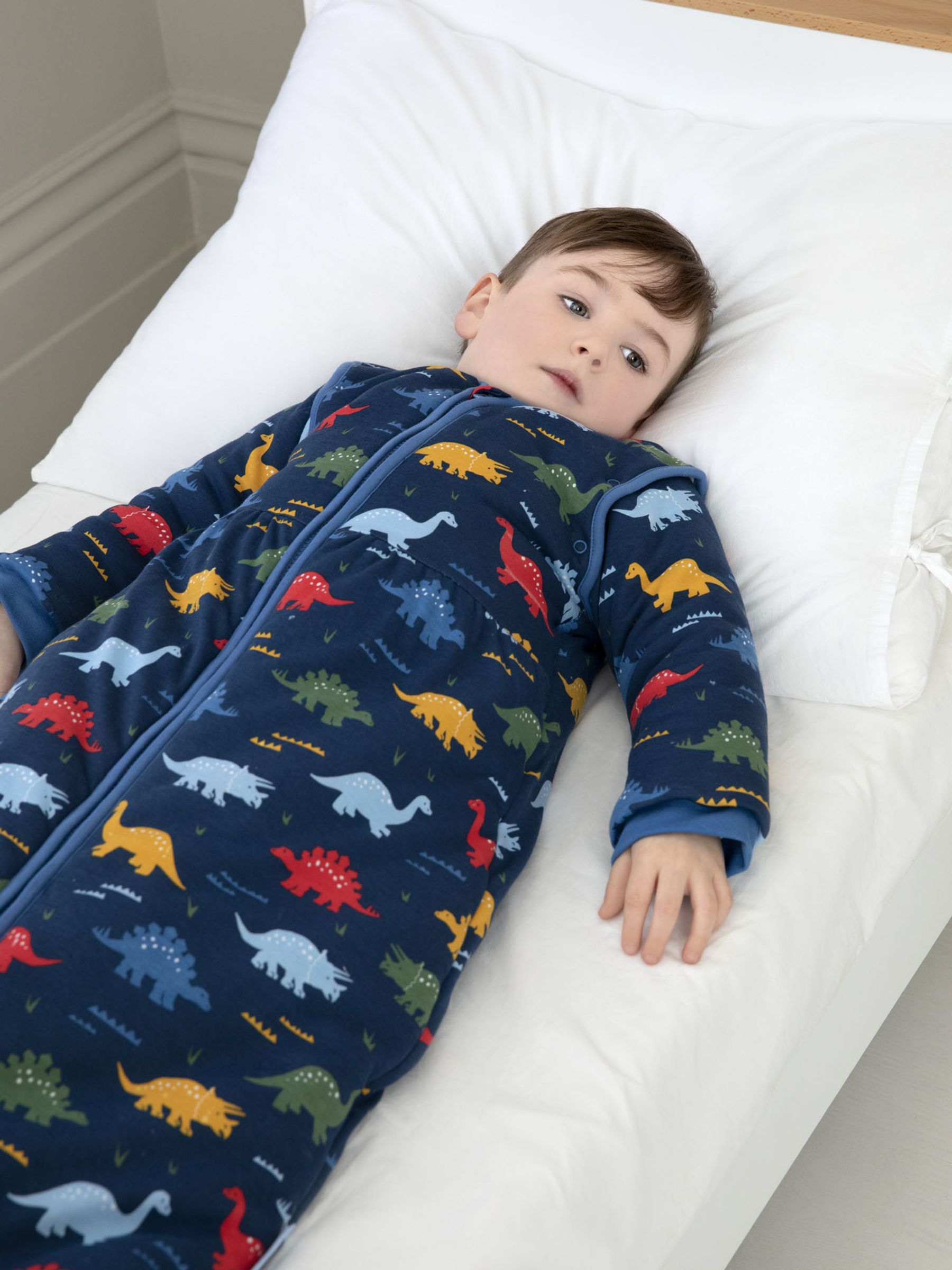 Dino Print 3.5 Tog Toddler Sleeping Bag in Blue - Image 2 of 5