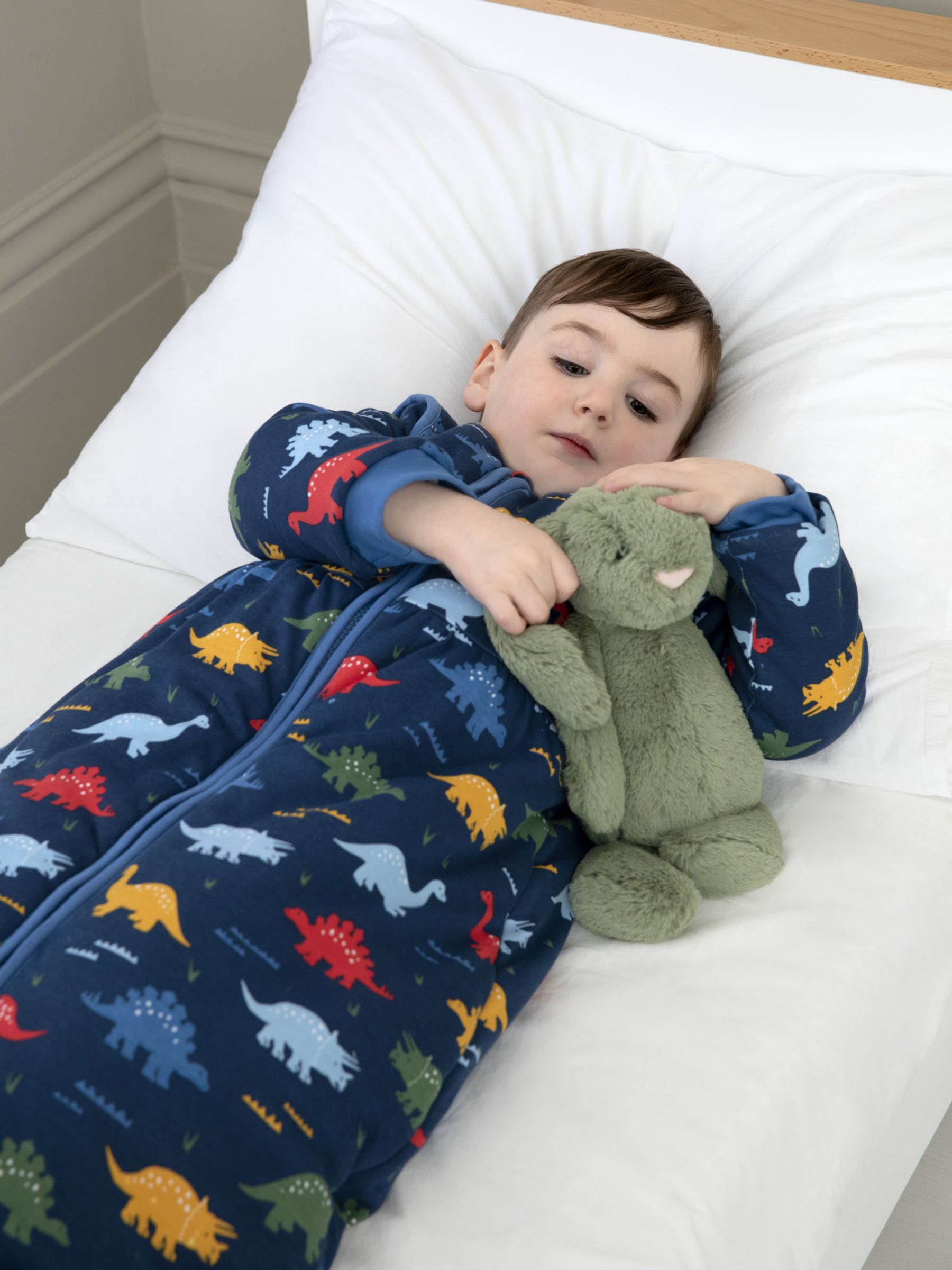 Dino Print 3.5 Tog Toddler Sleeping Bag in Blue - Image 3 of 5