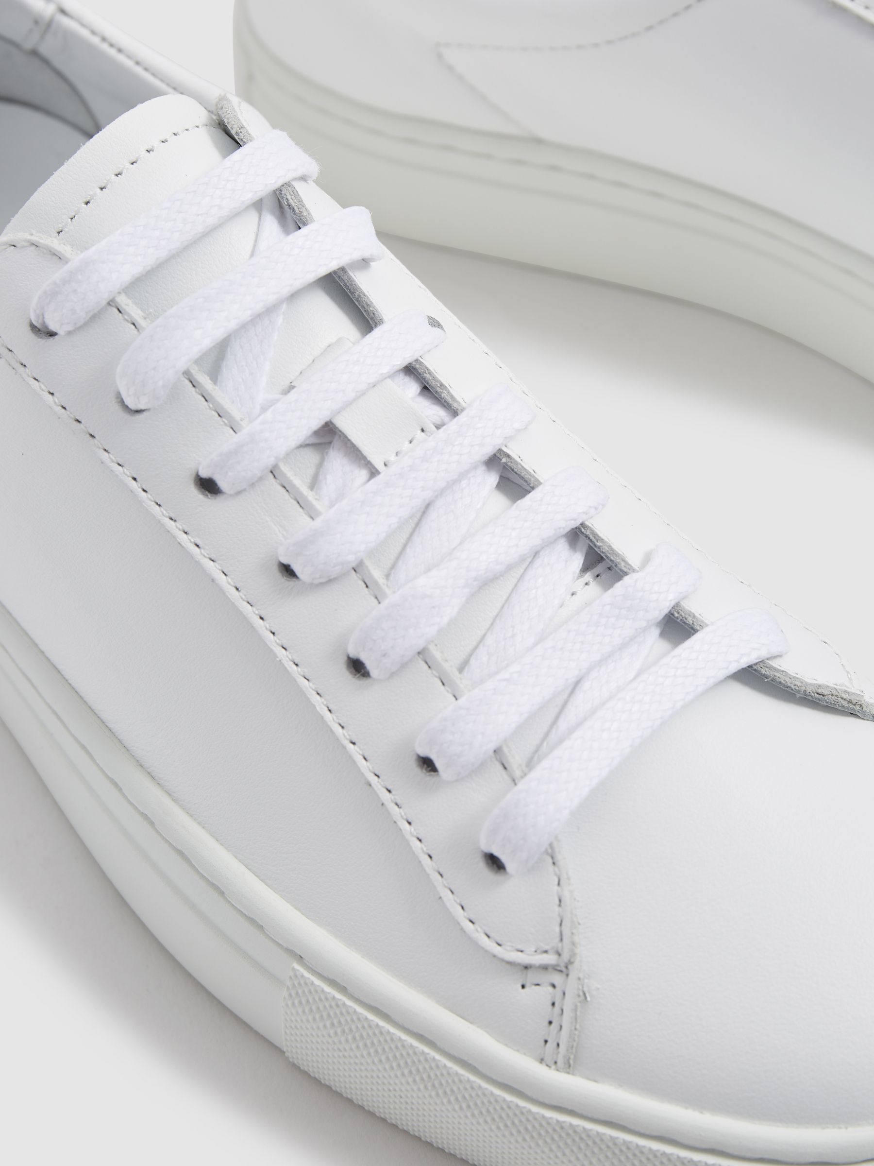 Lace Up Leather Trainers in White - Image 5 of 6