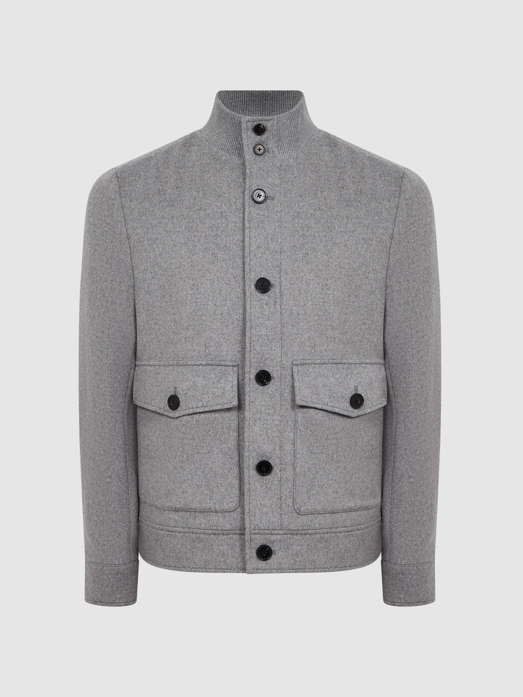 Wool Button-Through Jacket in Soft Grey - Image 2 of 7