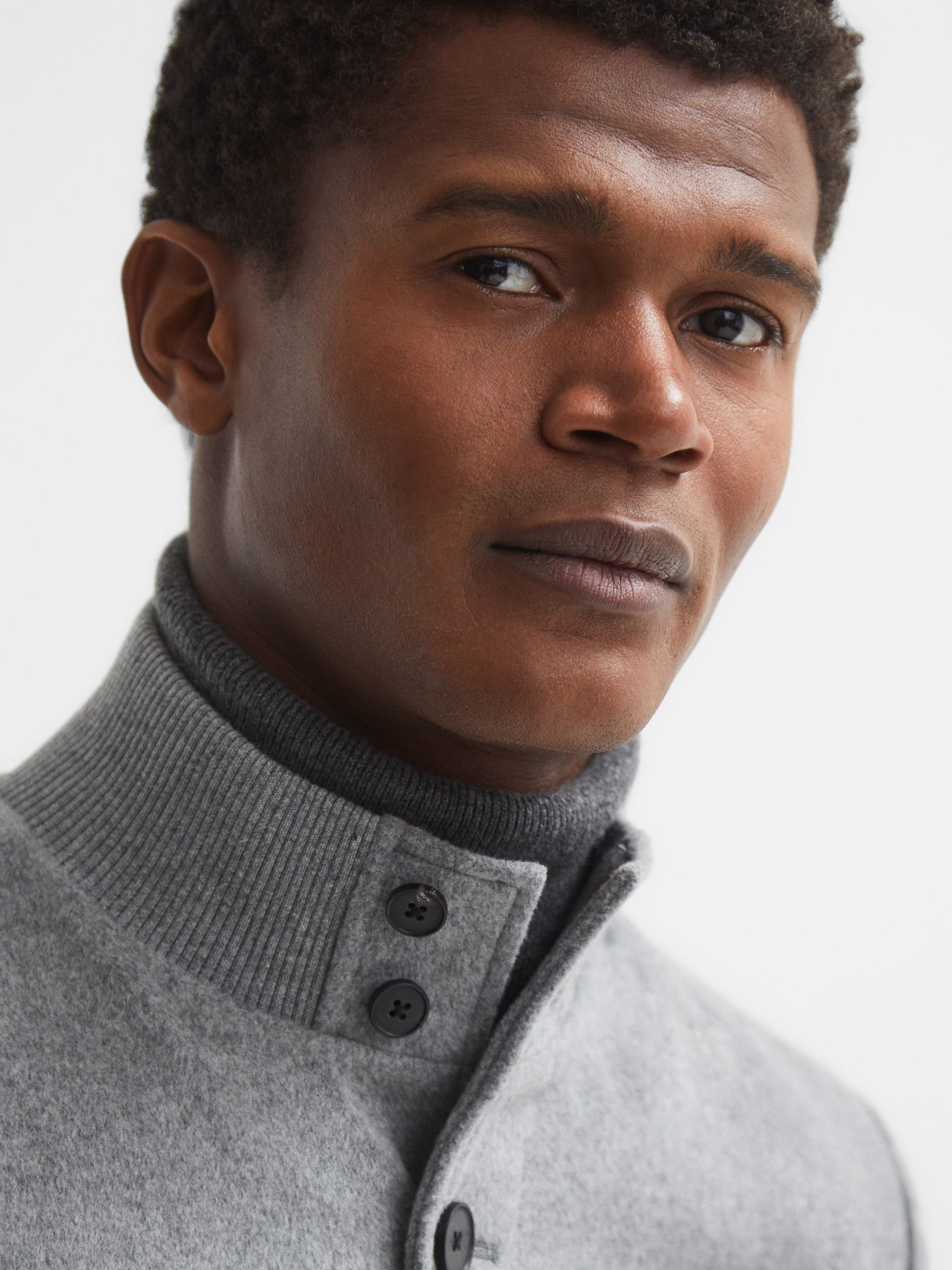Wool Button-Through Jacket in Soft Grey - Image 4 of 7