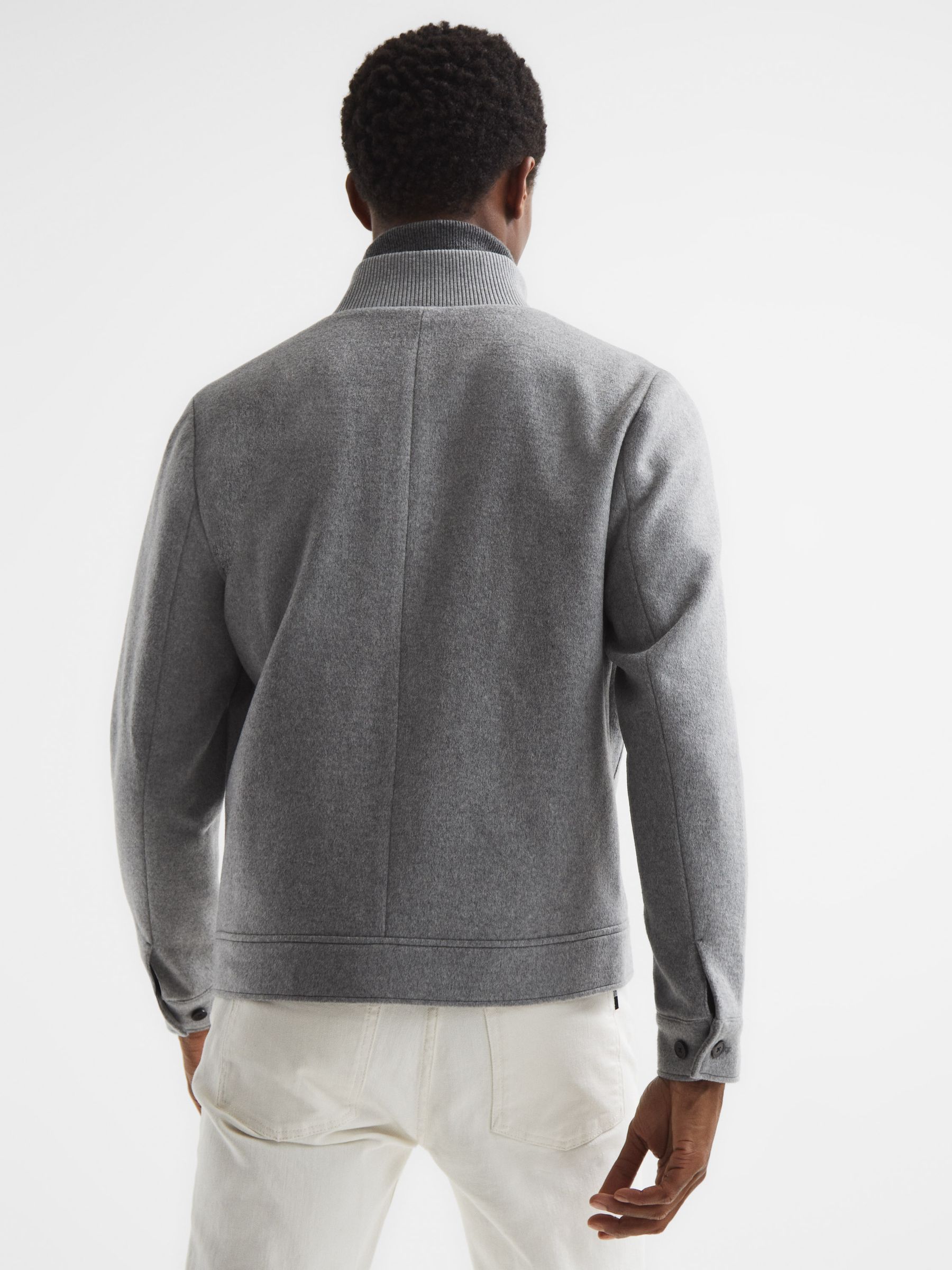 Wool Button-Through Jacket in Soft Grey - Image 5 of 7