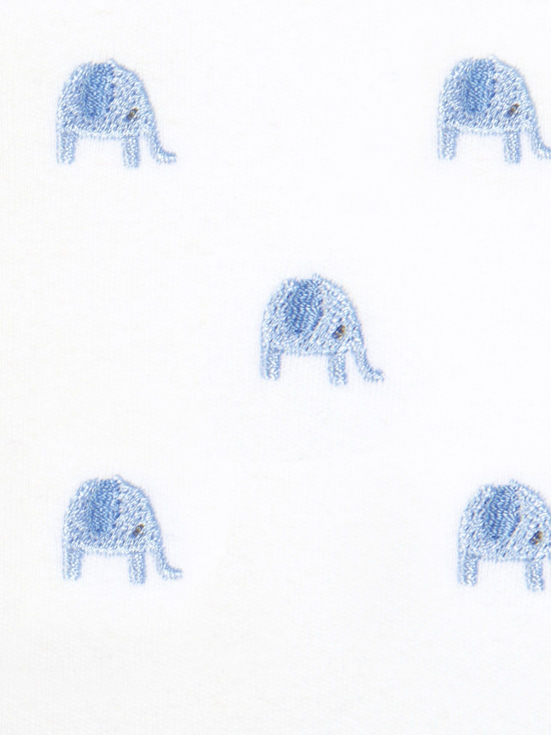 Blue Elephant Embroidered Cotton Baby Sleepsuit - Image 2 of 2