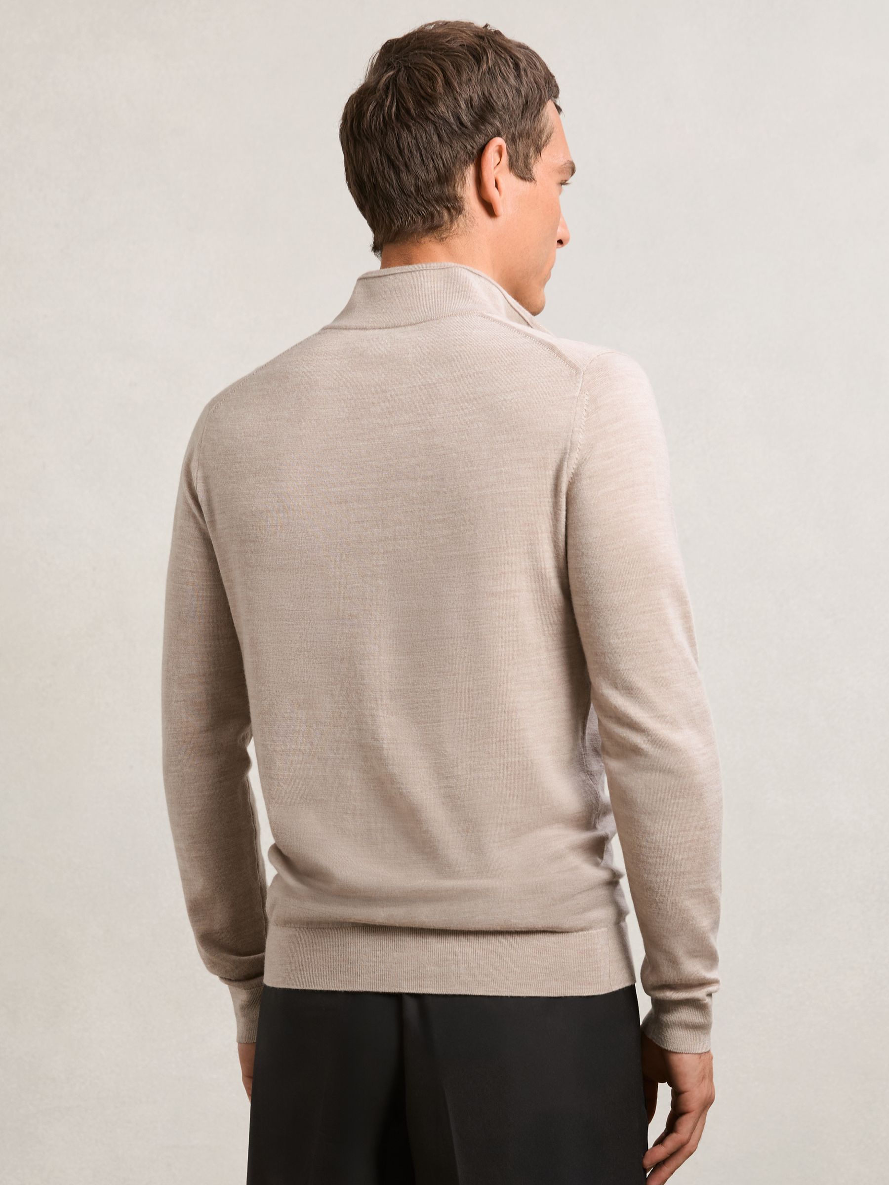Wool Half-Zip Funnel Neck Jumper in Wheat Melange - image 5