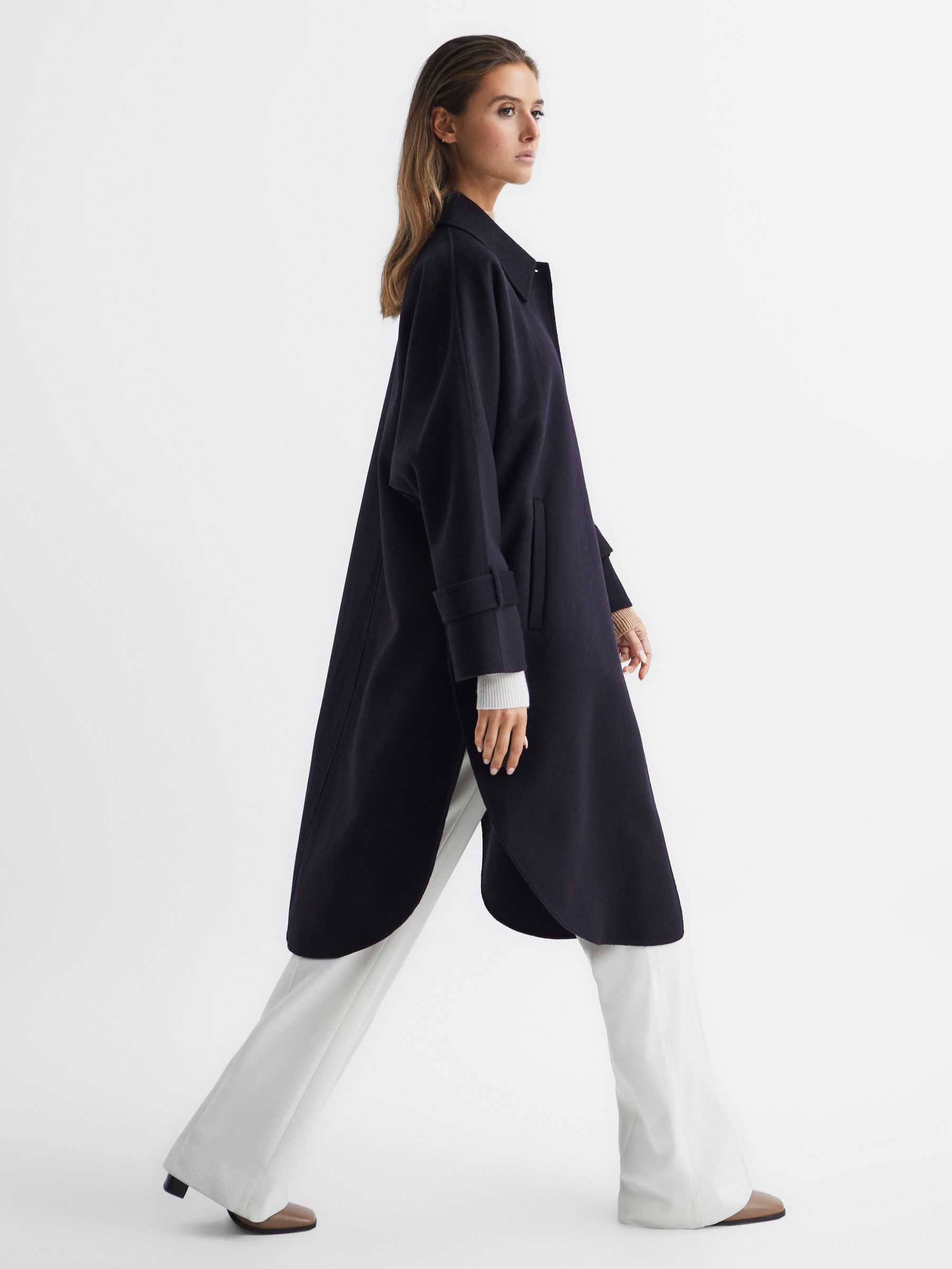 Blindseam Cape Coat in Navy - Image 1 of 9