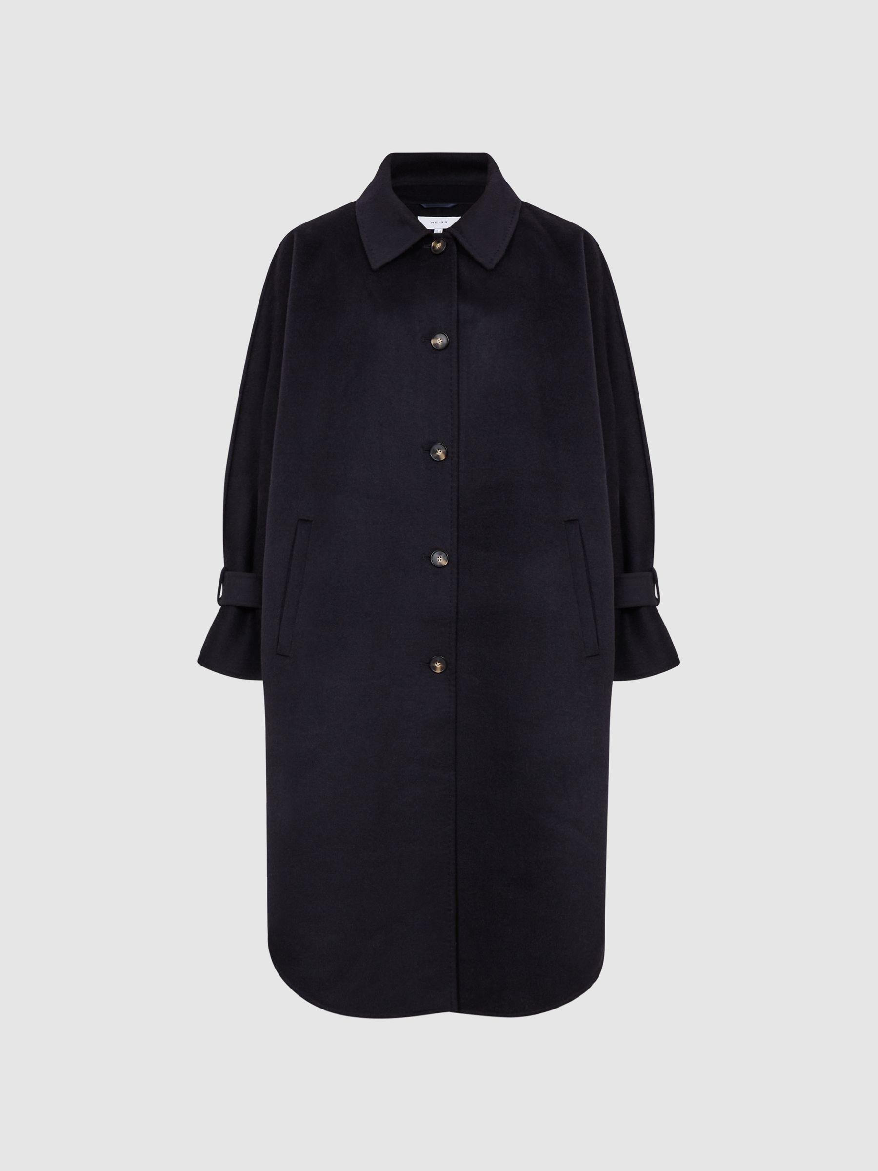 Blindseam Cape Coat in Navy - Image 2 of 9