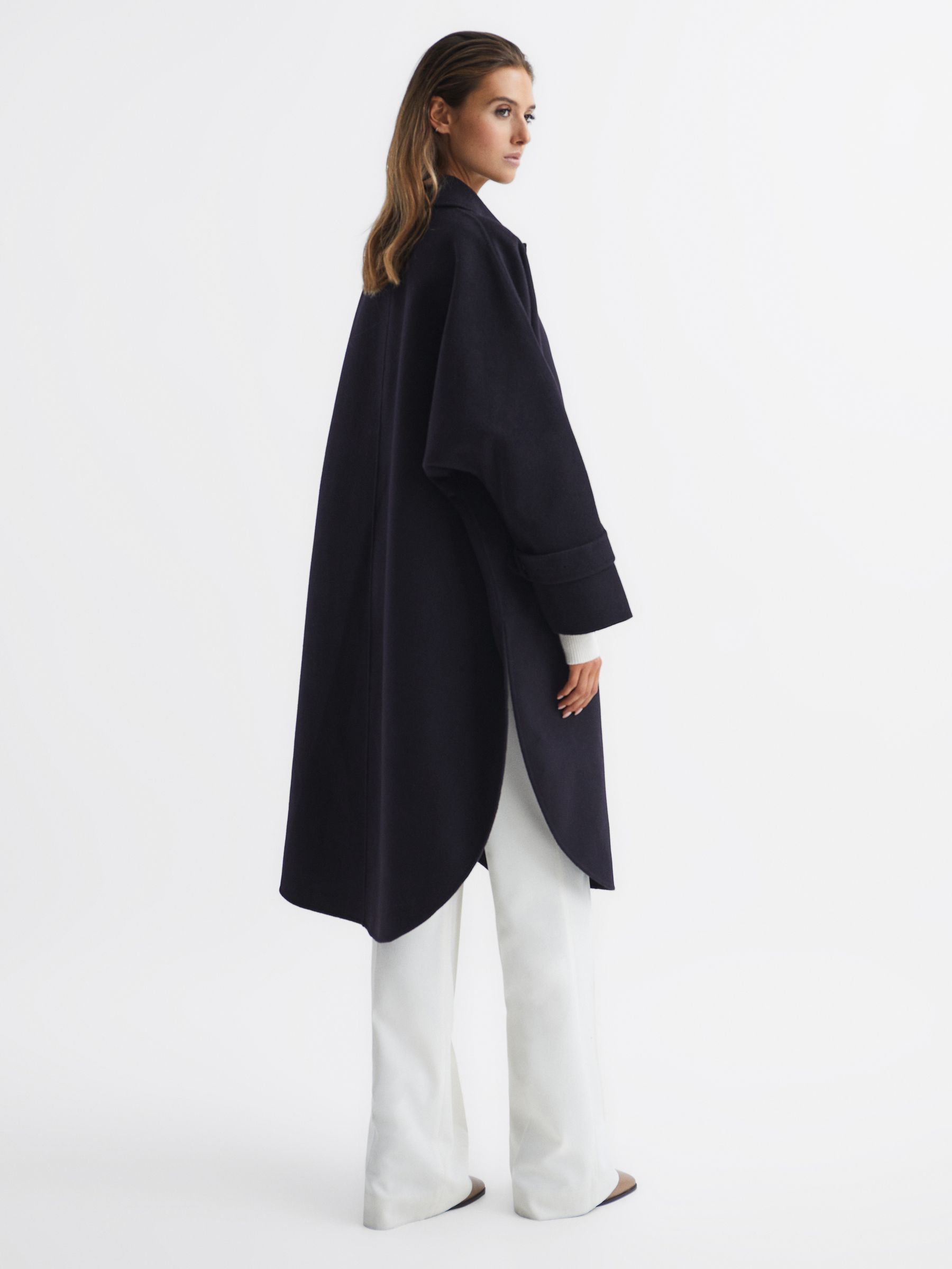 Blindseam Cape Coat in Navy - Image 5 of 9