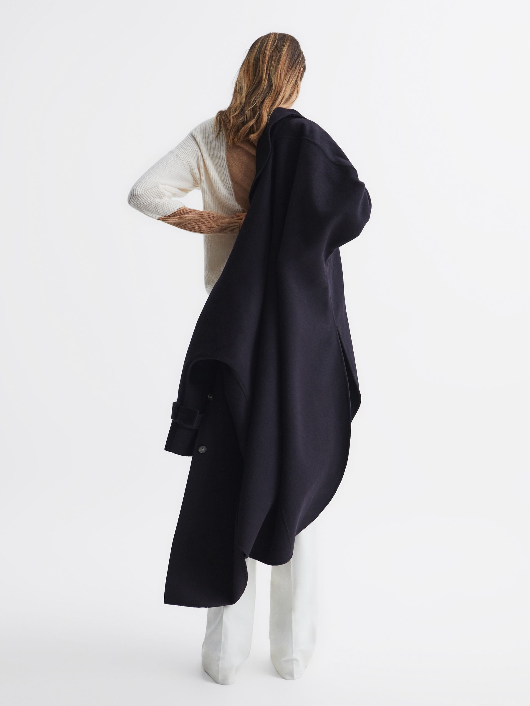 Blindseam Cape Coat in Navy - Image 7 of 9