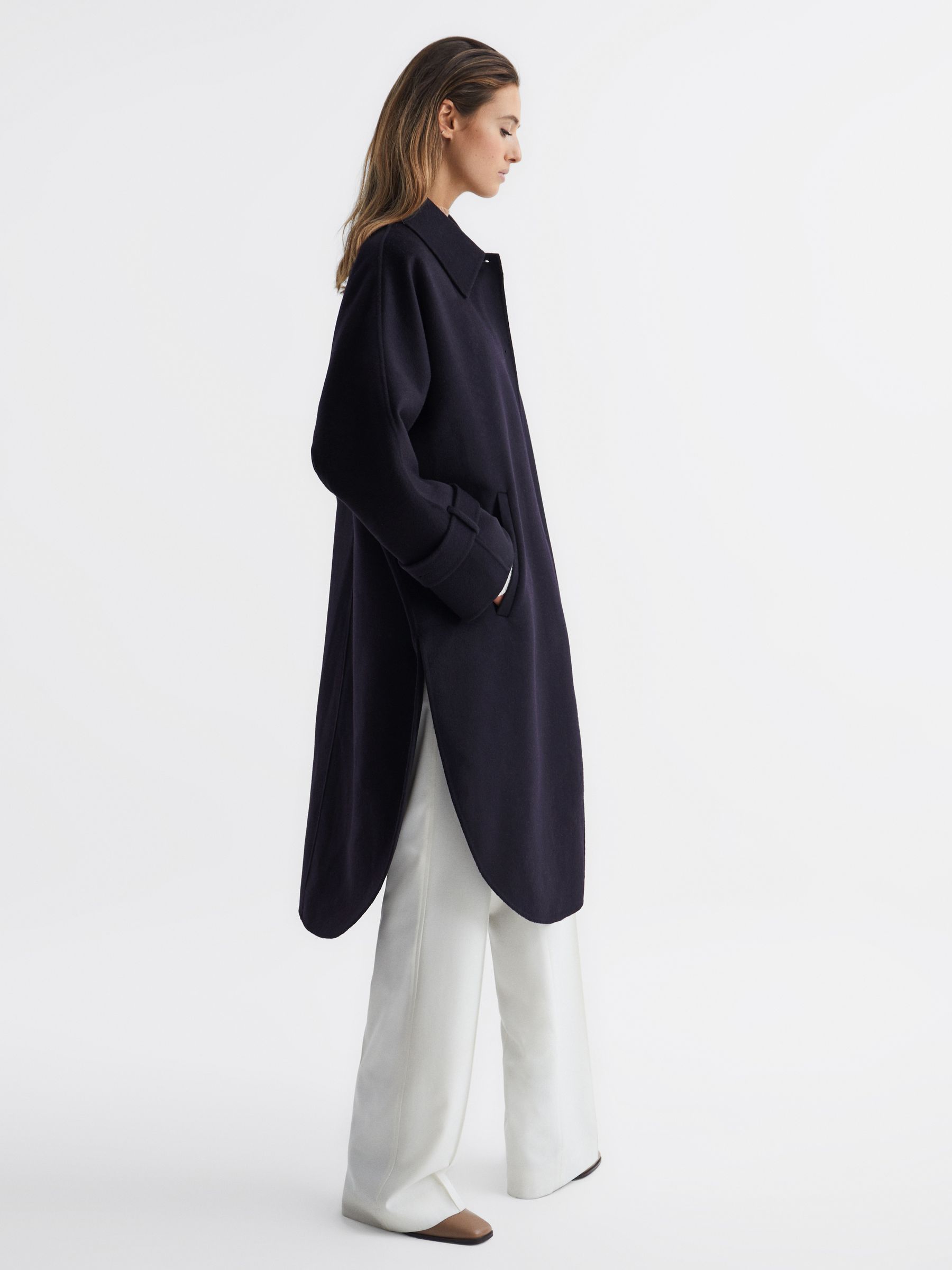 Blindseam Cape Coat in Navy - Image 9 of 9