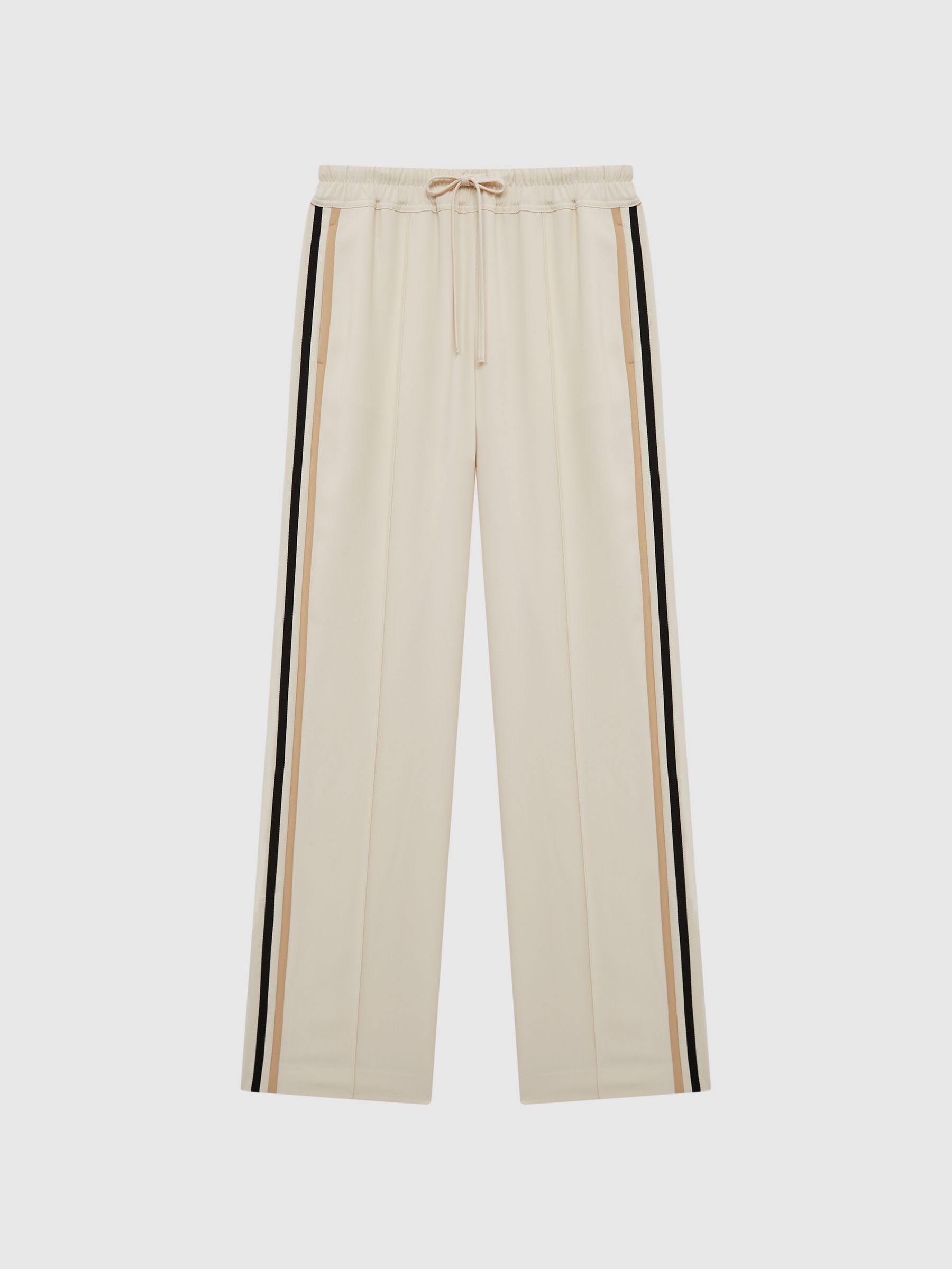 Petite Wide Leg Pull On Trousers in Cream - Image 2 of 7
