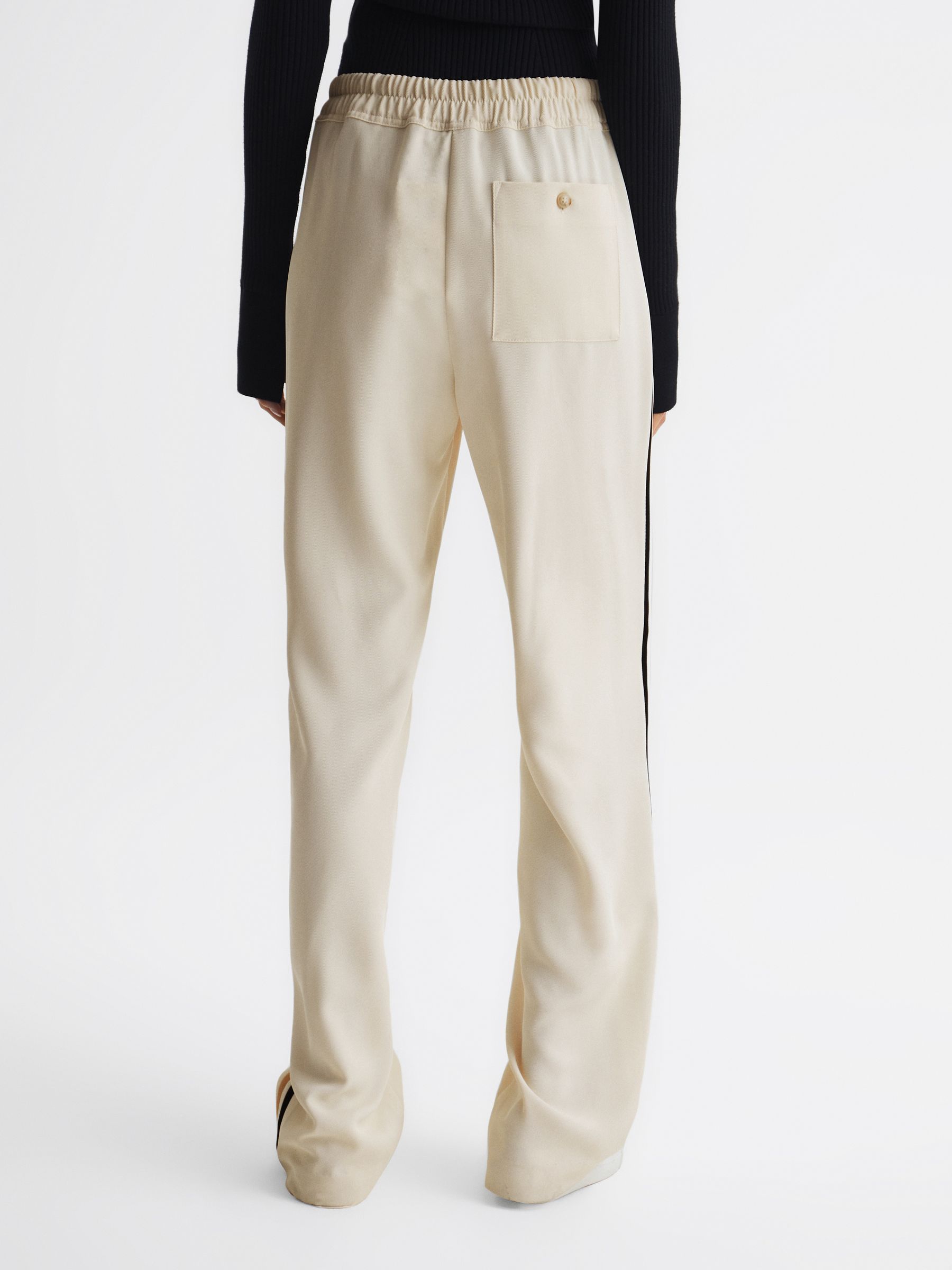Petite Wide Leg Pull On Trousers in Cream - Image 5 of 7